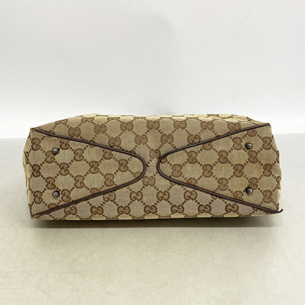 Gucci Beige Brown Canvas Handbag (Pre-Owned)