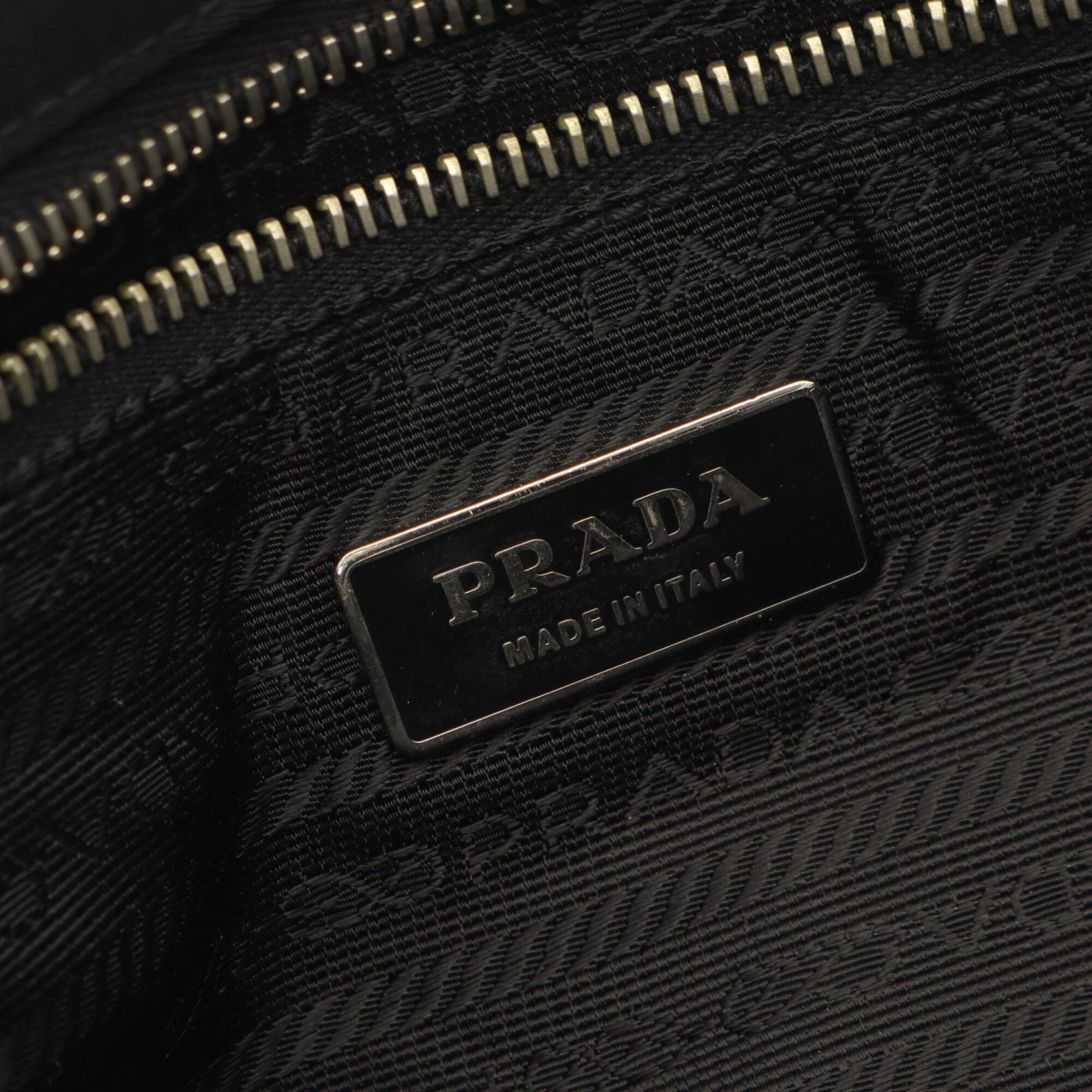 Prada Black Nylon Leather Handbag Tote Bag (Pre-Owned)