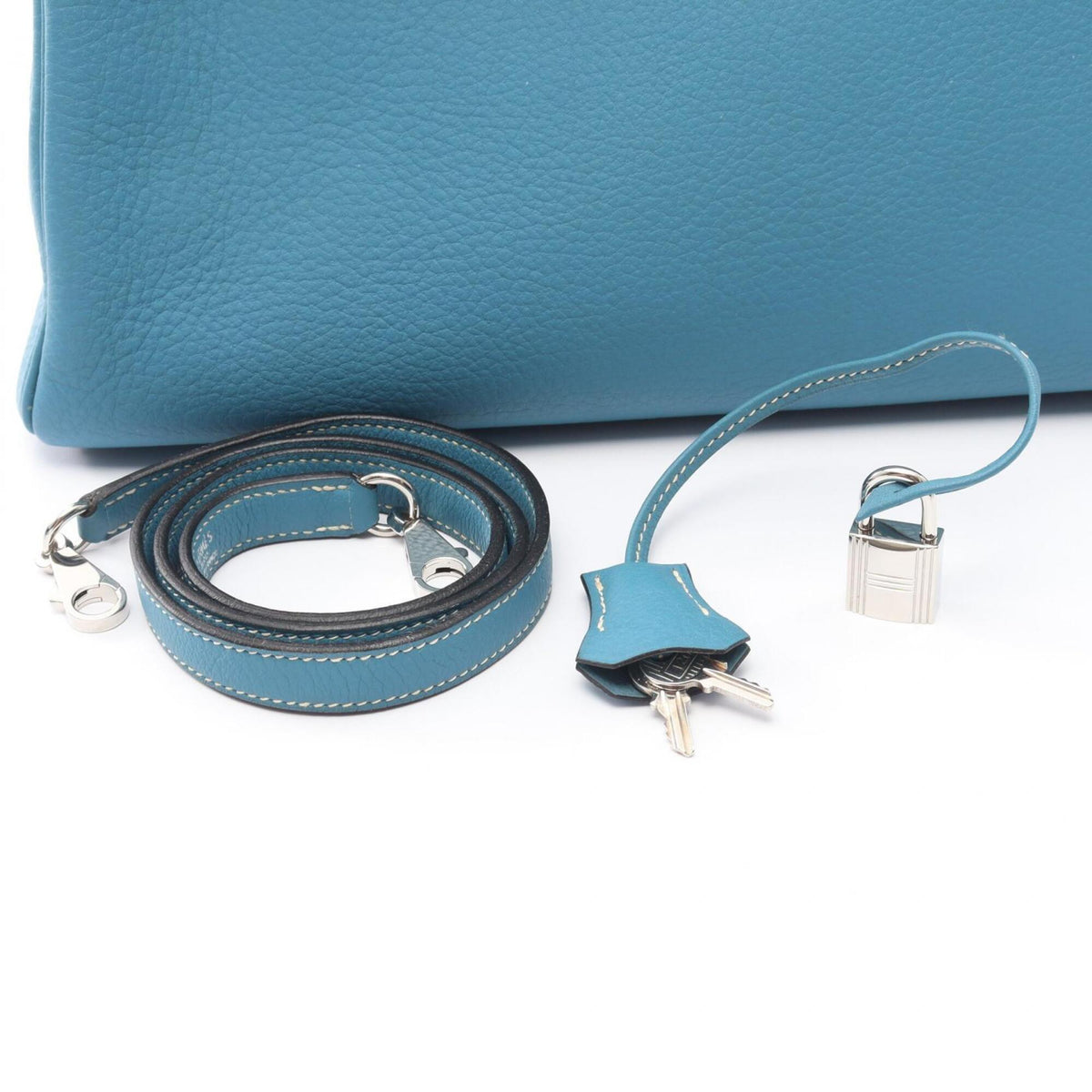Hermes Blue Taurillon Clemence Leather Handbag (Pre-Owned)