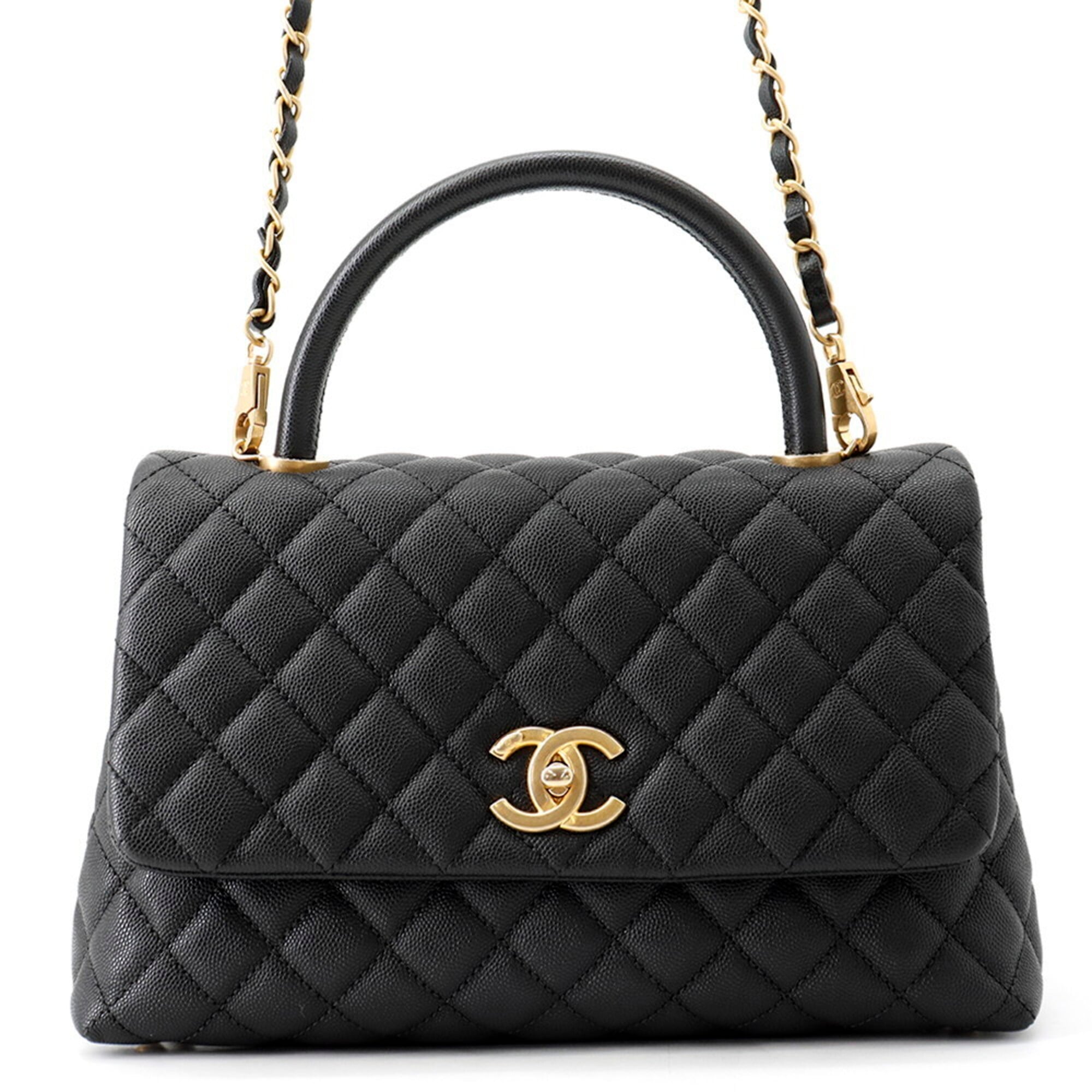 Chanel Black Grained Calfskin Handbag (Pre-Owned)