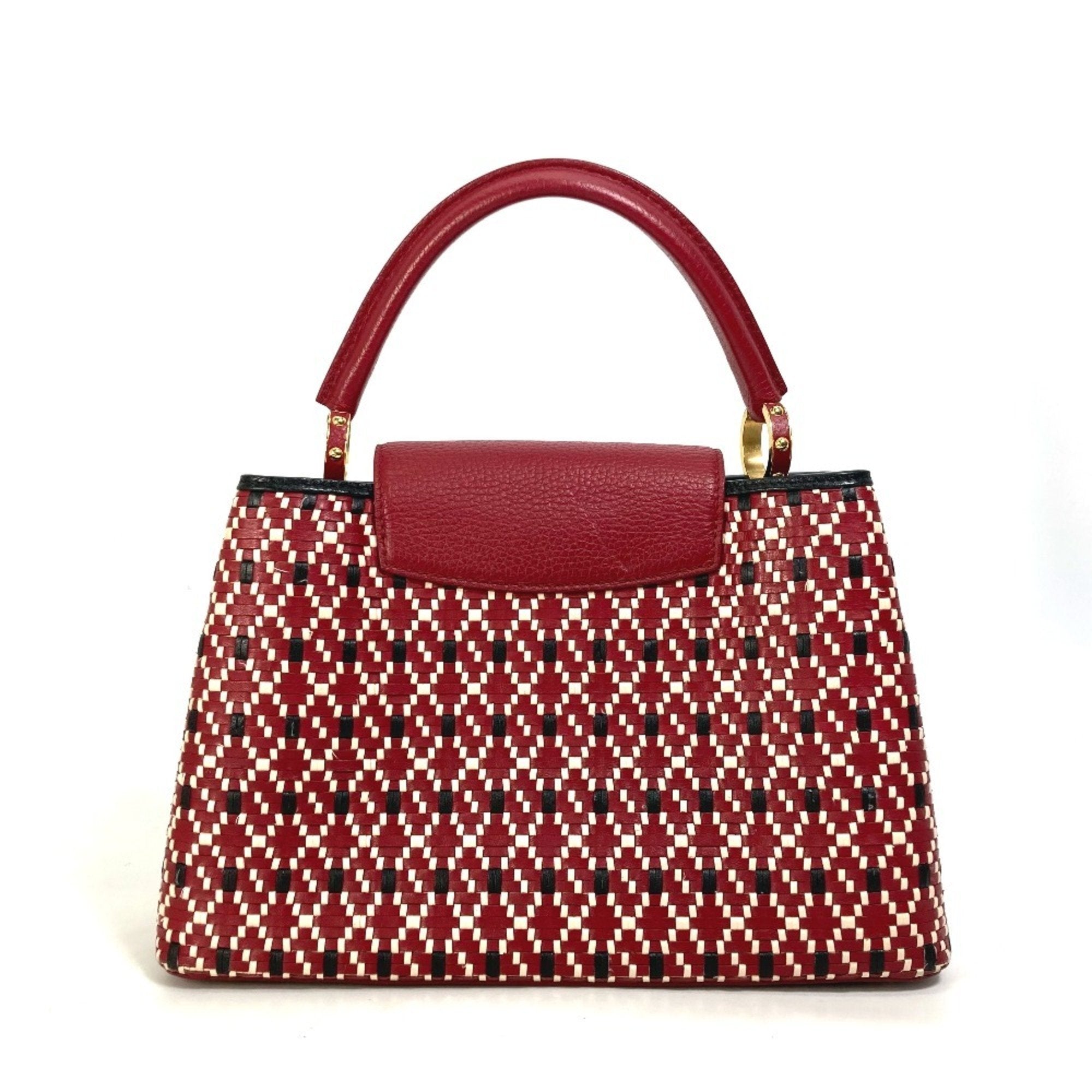 Louis Vuitton Black Red Color Leather Handbag (Pre-Owned)