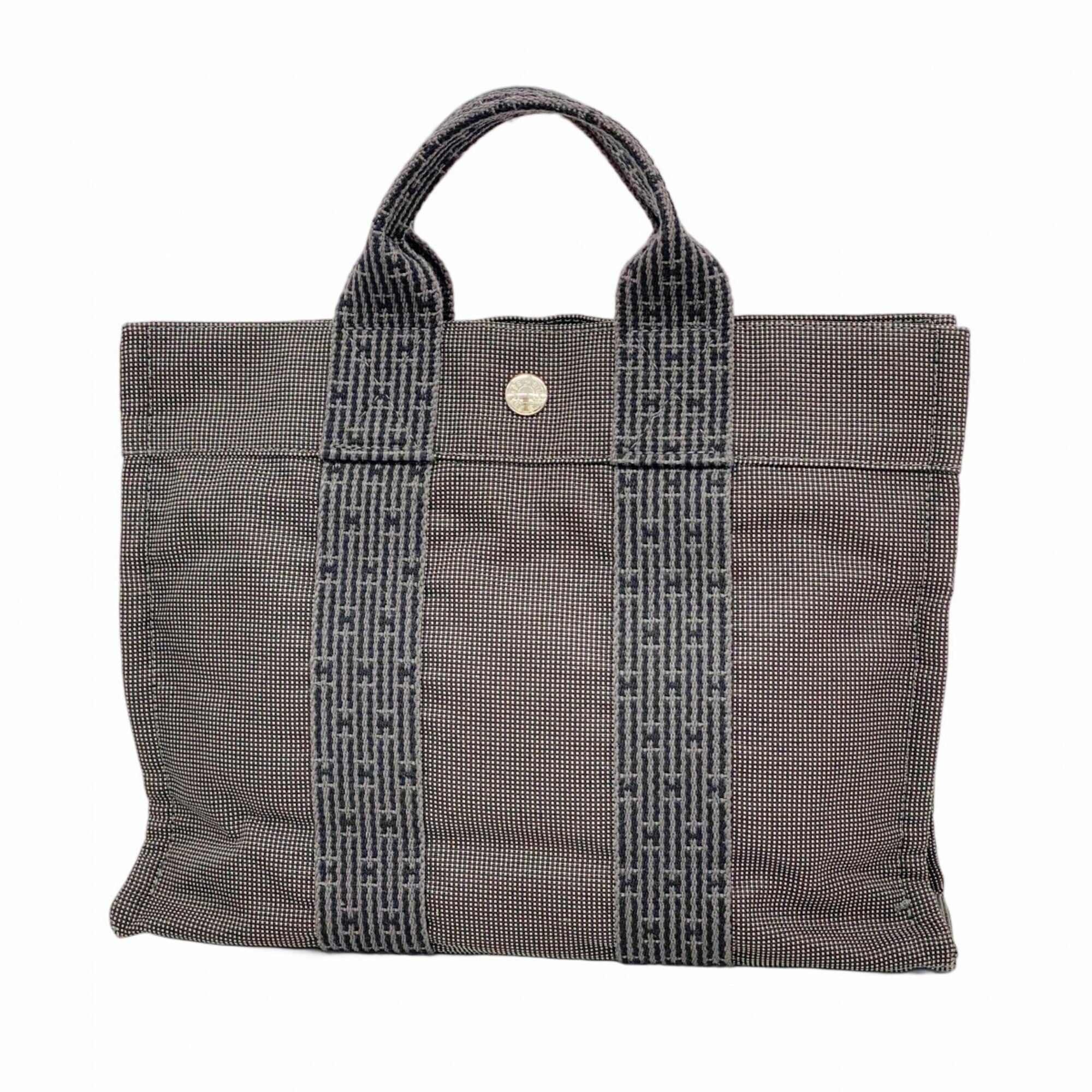 Hermes Gray Canvas Tote Bag (Pre-Owned)