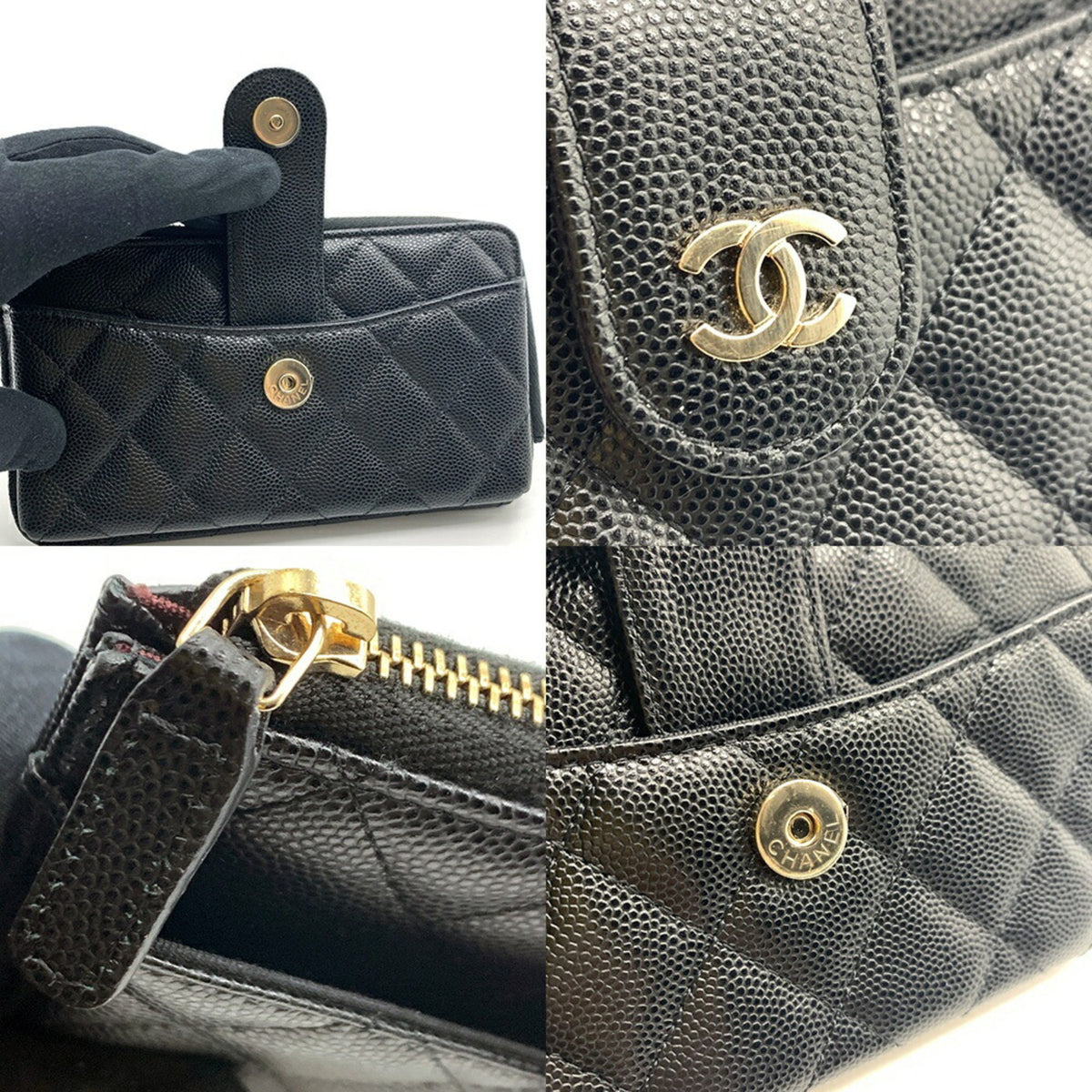 Chanel Black Grained Calfskin Pouch (Pre-Owned)