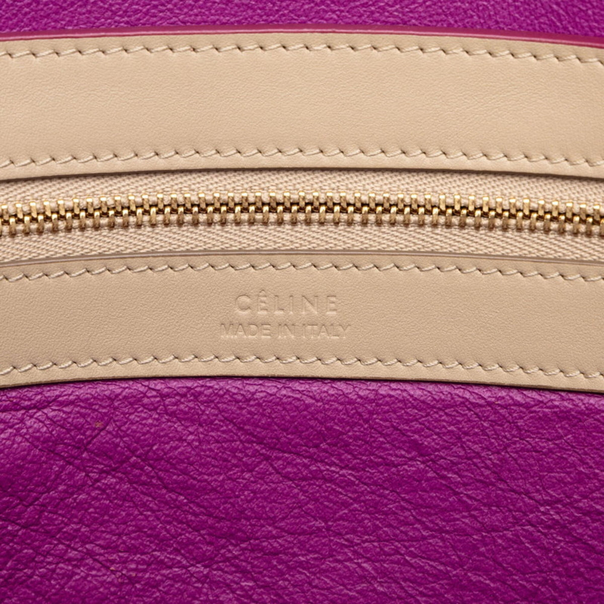 Celine Beige Purple Leather Shoulder Bag Tote Bag (Pre-Owned)