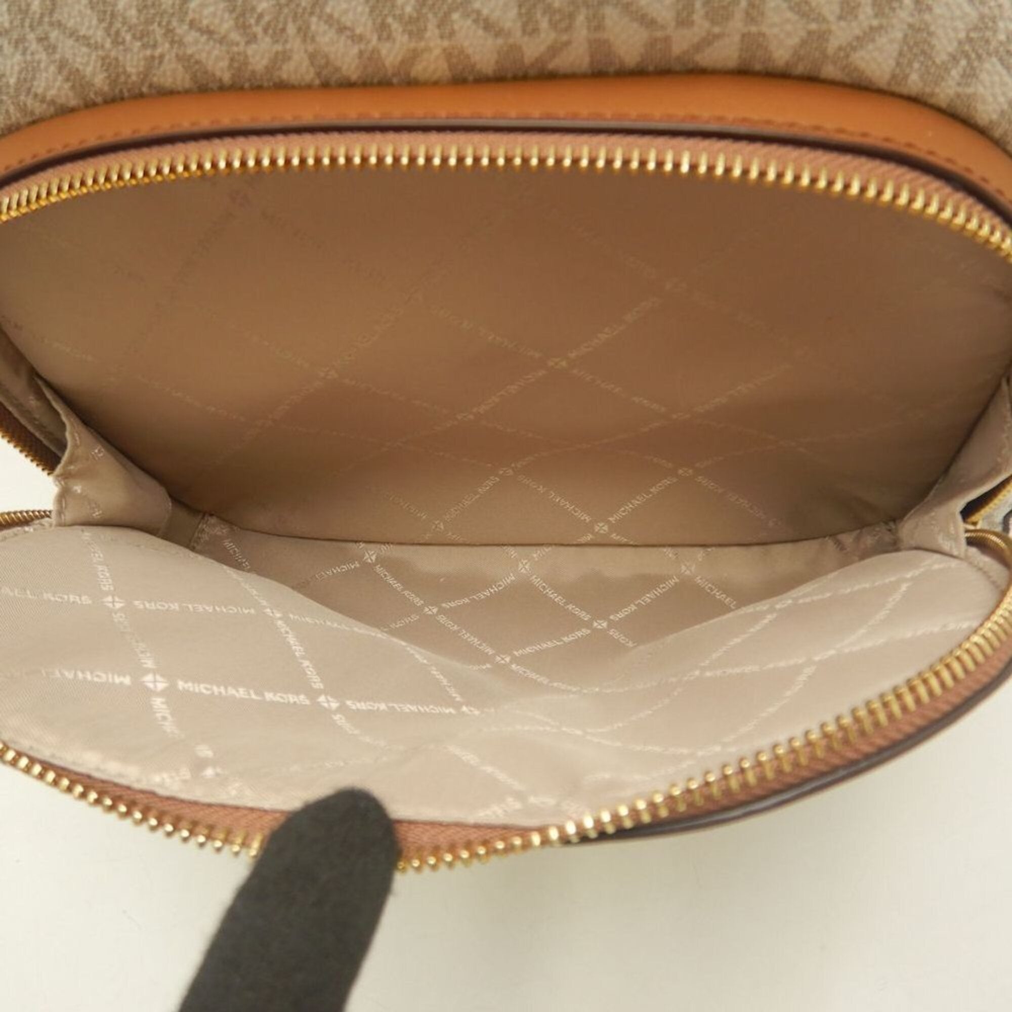 Michael Kors Brown Coated Canvas Leather Backpack (Pre-Owned)