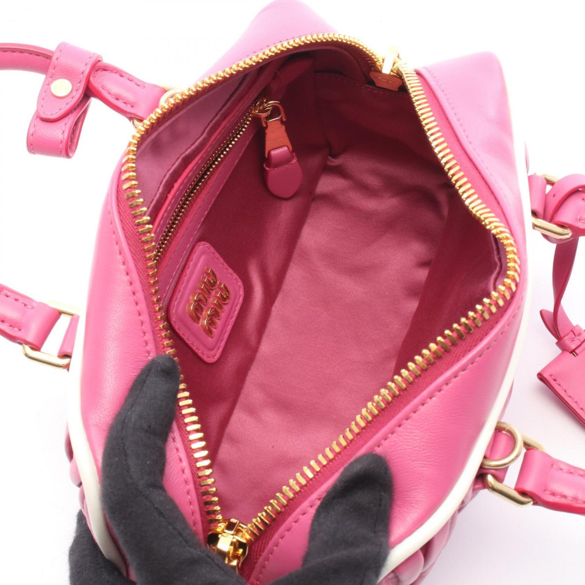 Miu Miu Pink White Leather Handbag (Pre-Owned)