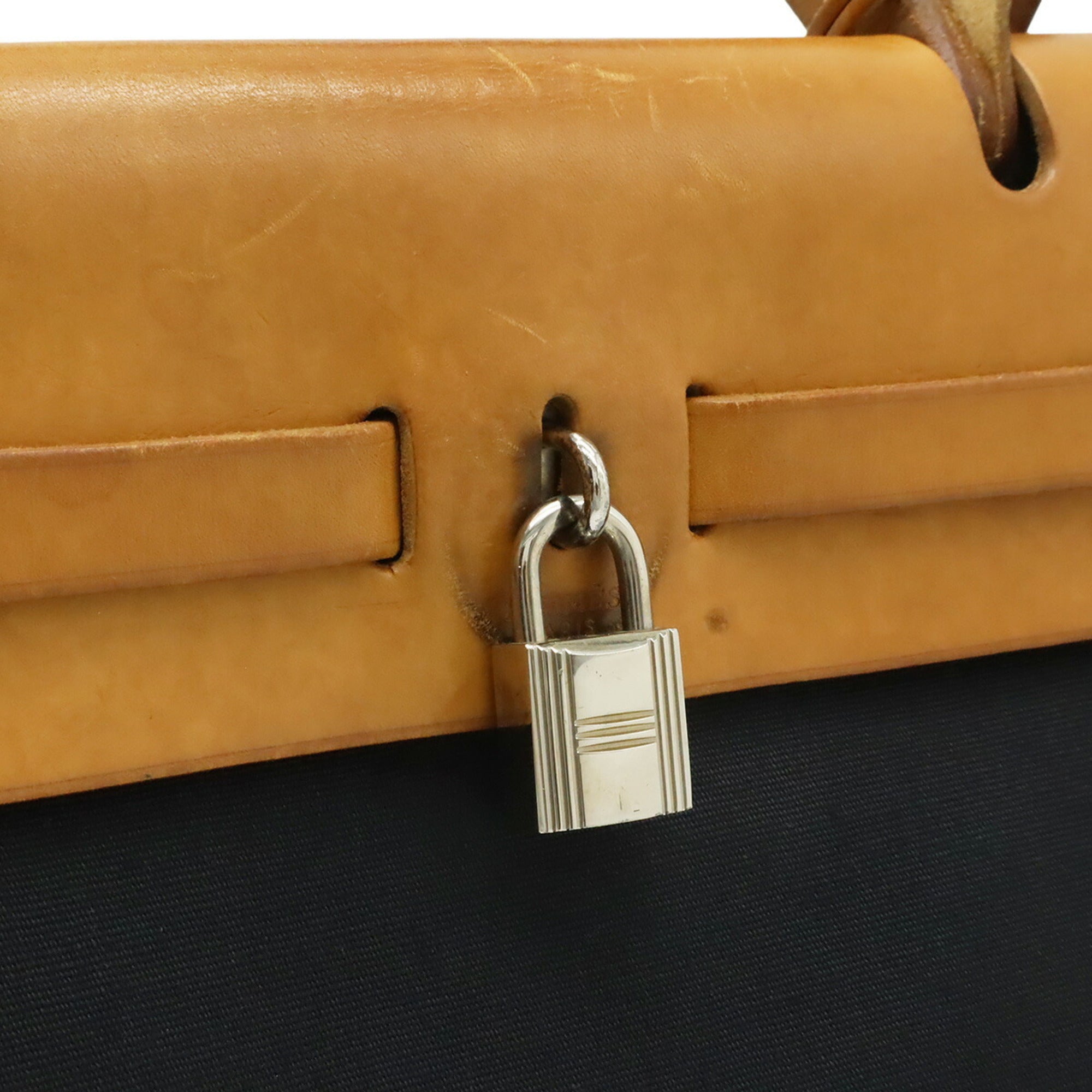Hermes Beige Black Toile Officier Handbag Shoulder Bag (Pre-Owned)