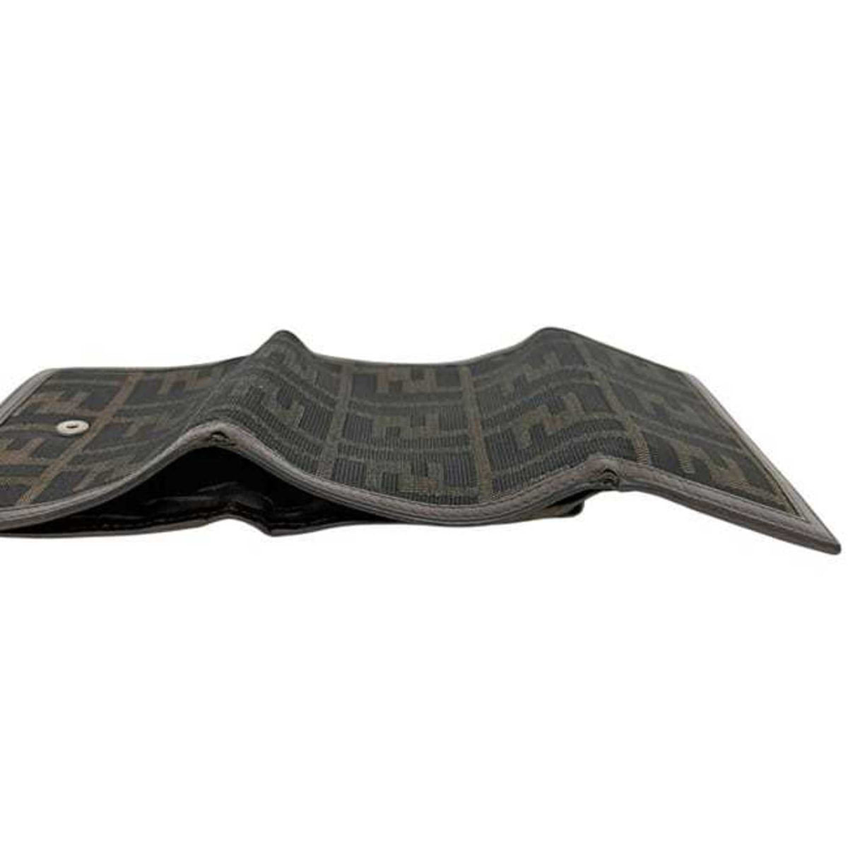 Fendi Brown Khaki Canvas Leather Wallet (Tri-Fold) (Pre-Owned)