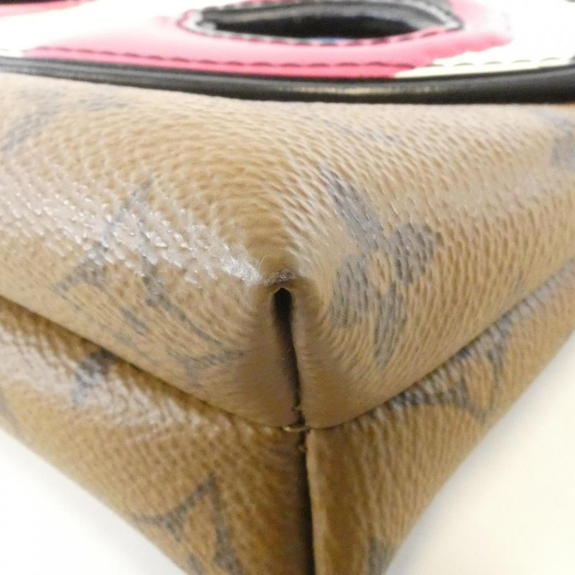 Louis Vuitton Fuchsia Marron Coated Canvas Leather Pochette Shoulder Bag (Pre-Owned)