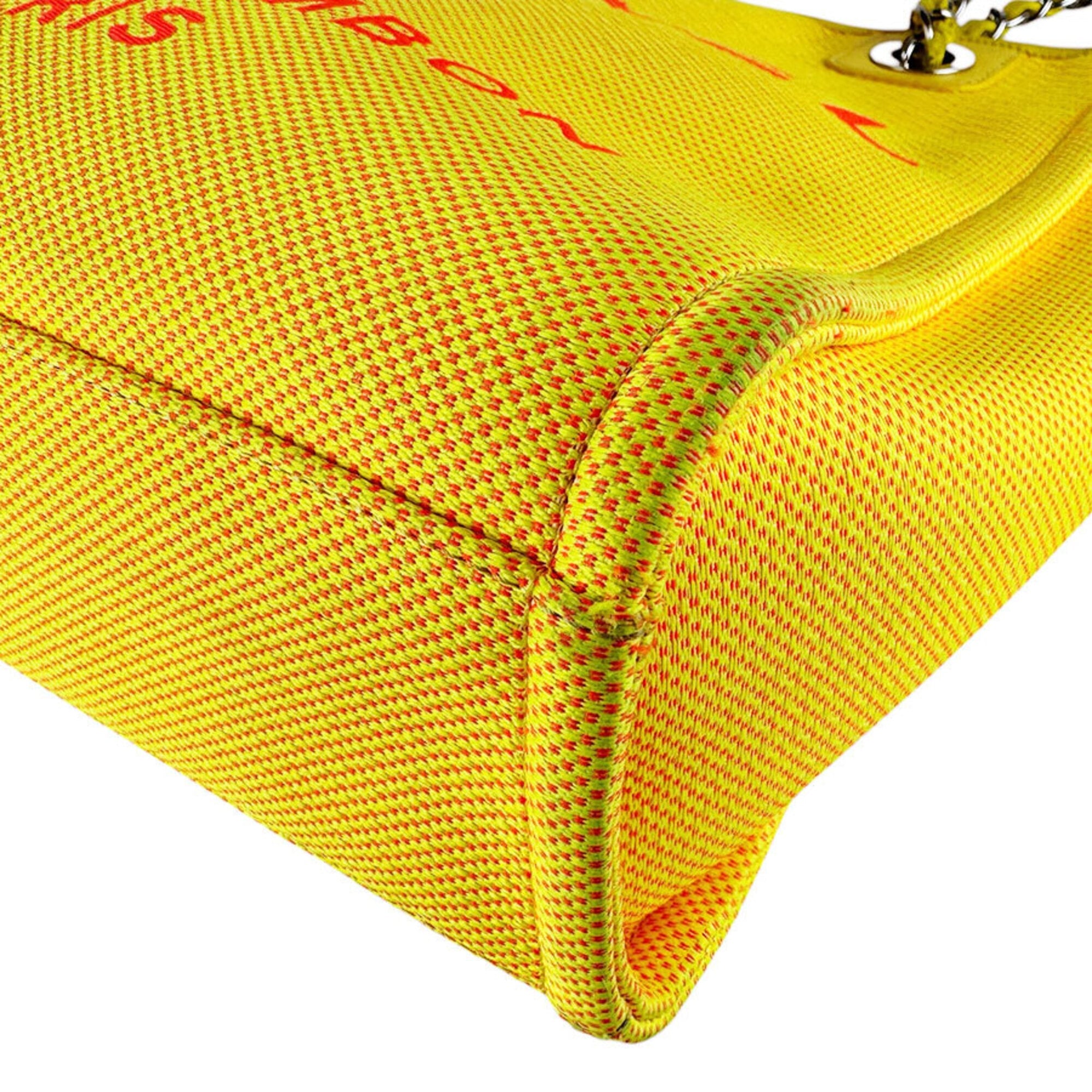 Chanel Pink Yellow Canvas Handbag (Pre-Owned)