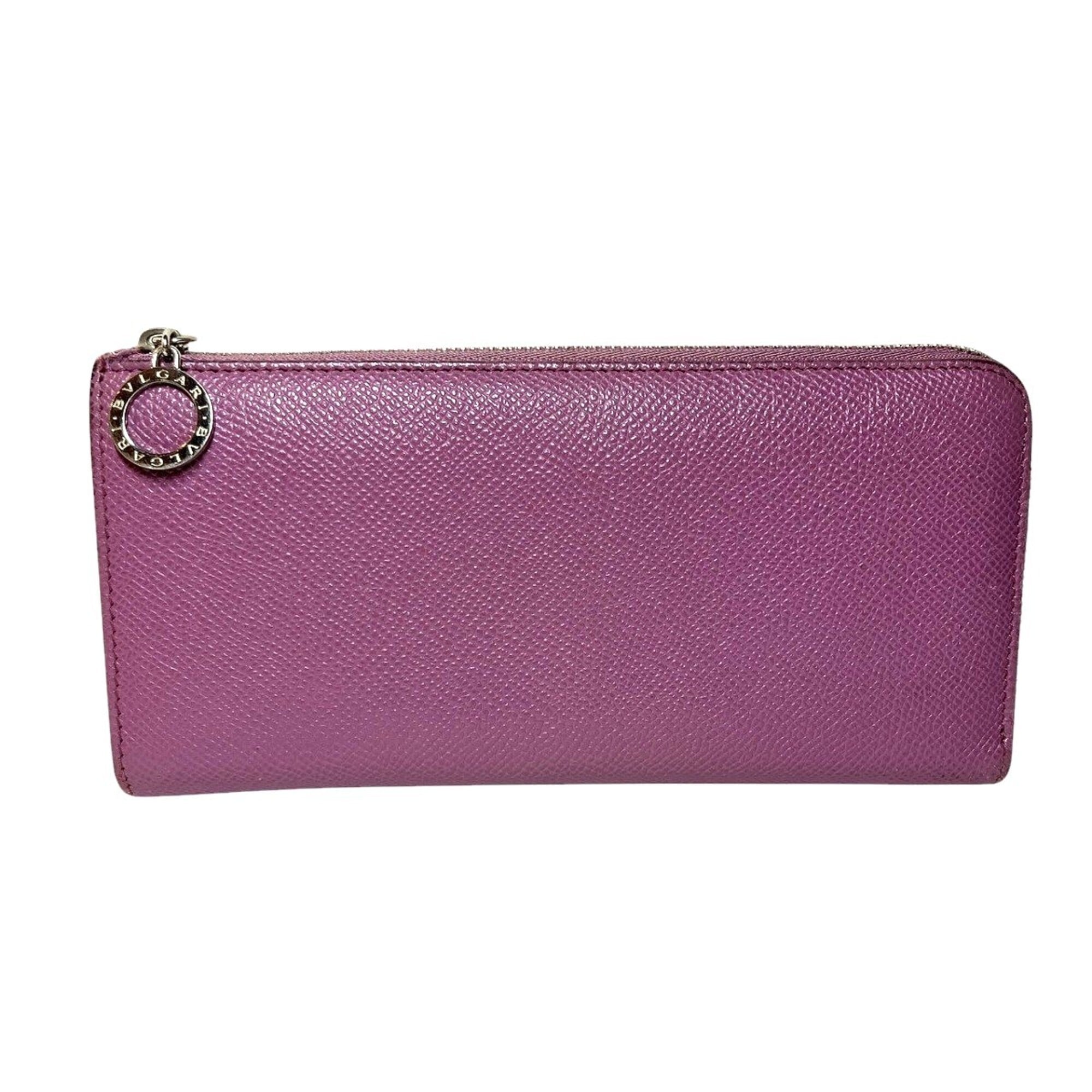 Bvlgari Purple Leather Long Wallet (Bi-Fold) (Pre-Owned)