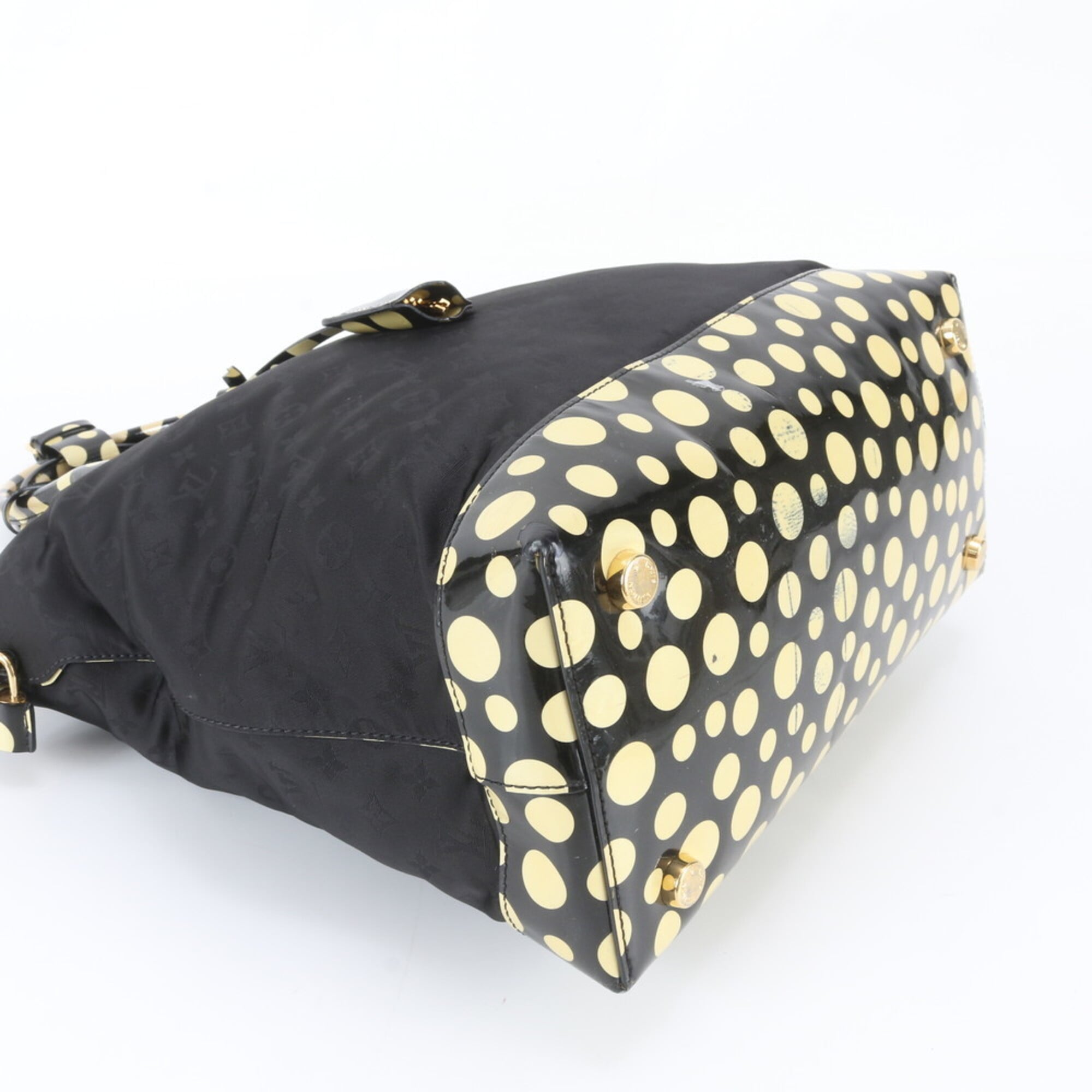 Louis Vuitton Black Yellow Leather Nylon Tote Bag (Pre-Owned)