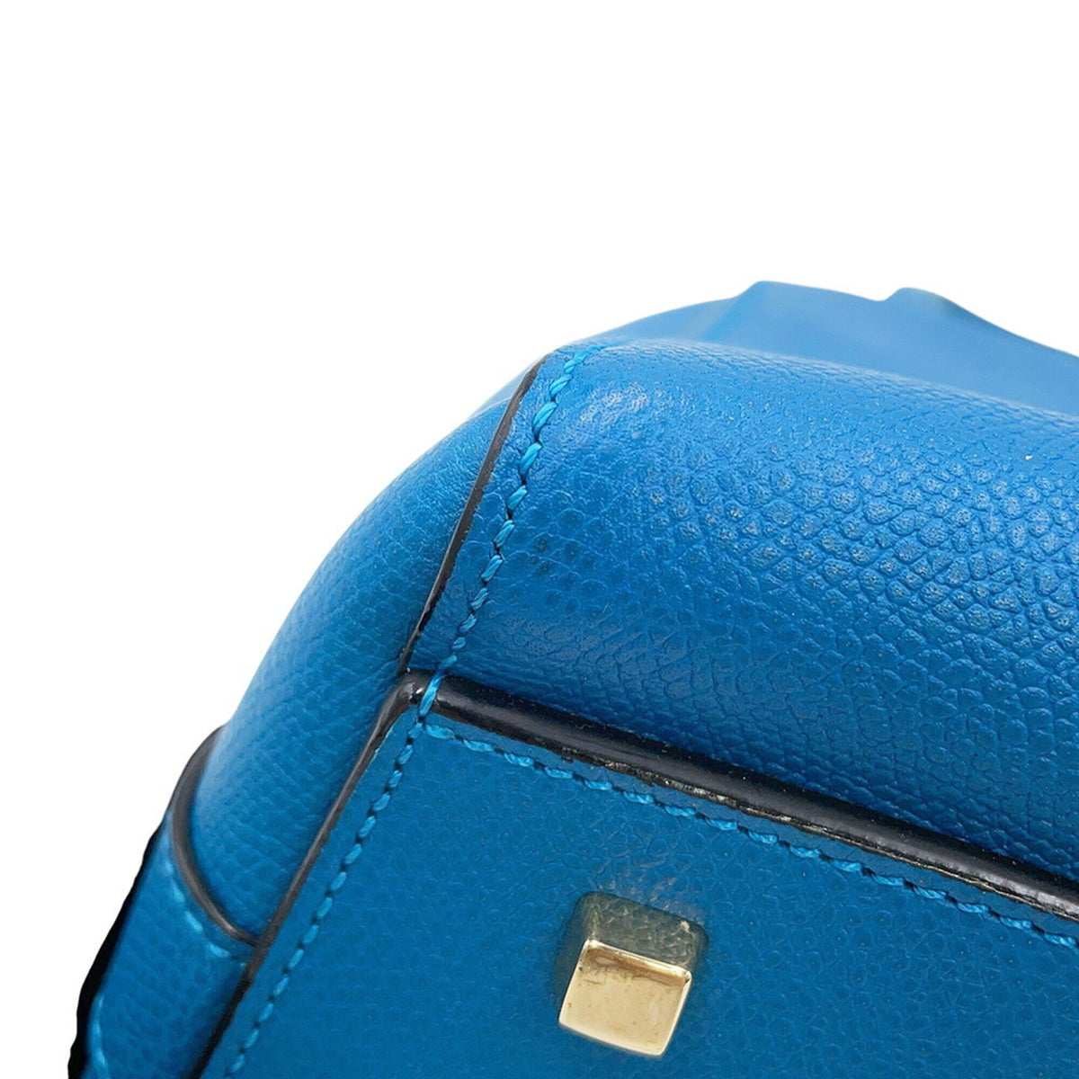 Valextra Blue Leather Handbag Shoulder Bag (Pre-Owned)