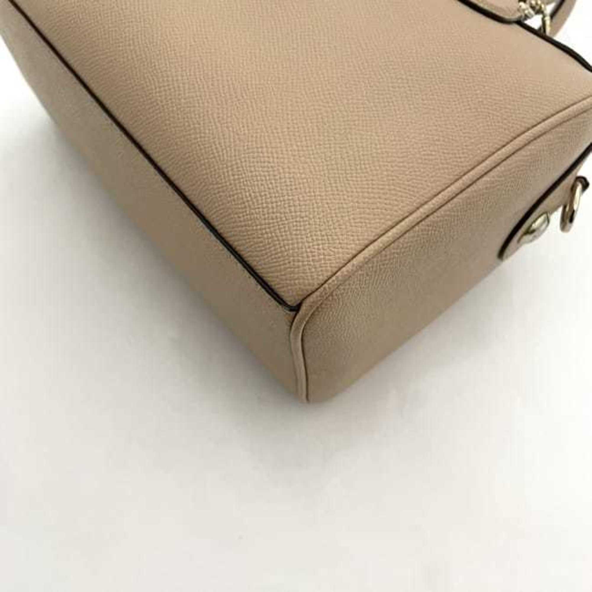 Coach Beige Leather Boston Bag Handbag Shoulder Bag (Pre-Owned)