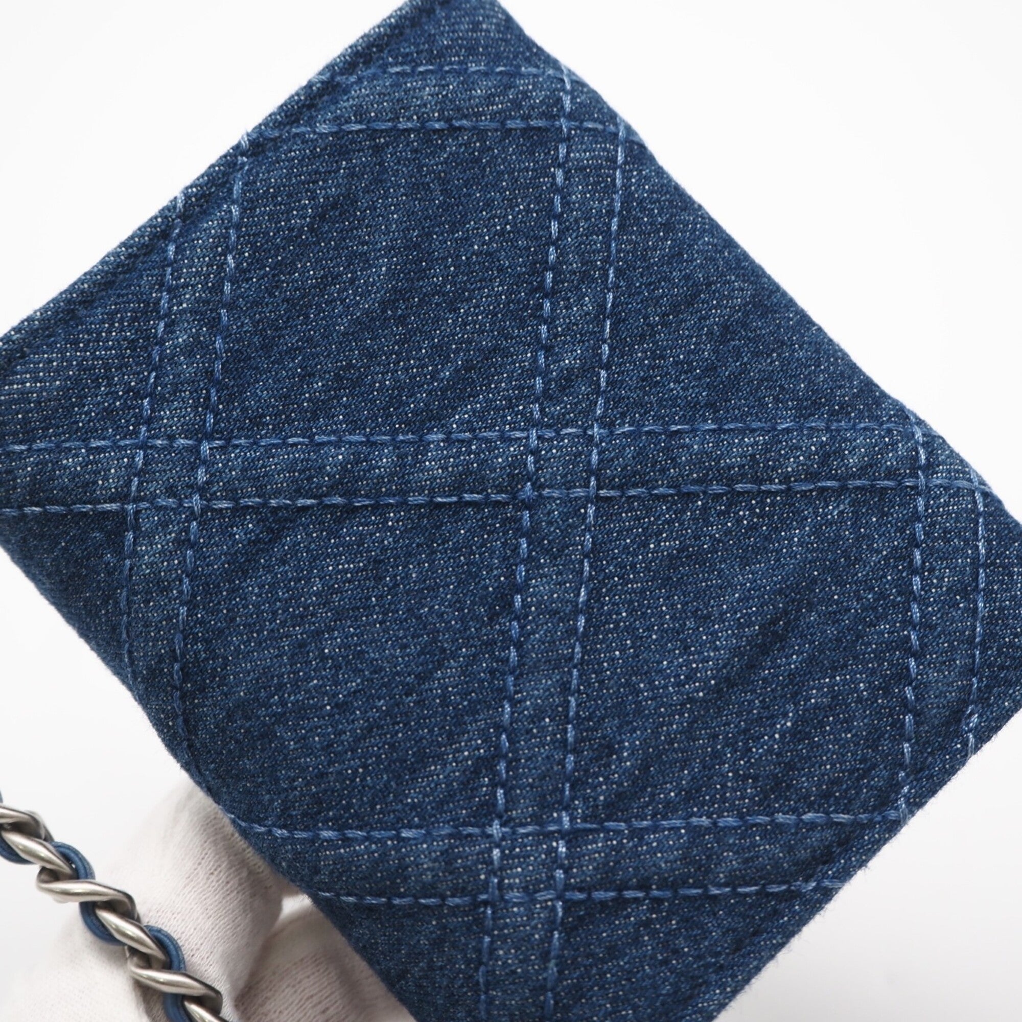 Chanel Denim Blue Denim Leather Shoulder Bag (Pre-Owned)