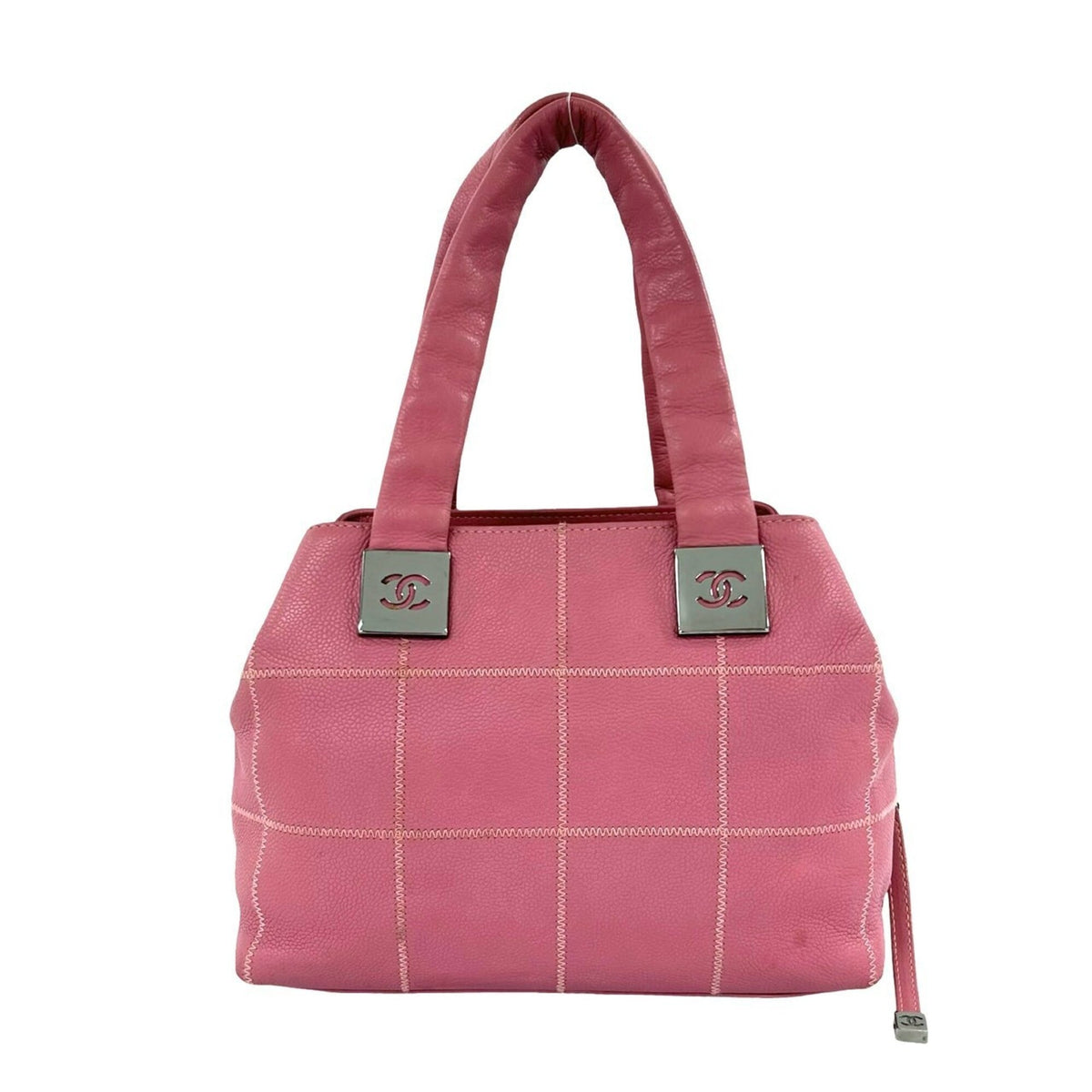 Chanel Pink Grained Calfskin Boston Bag Handbag (Pre-Owned)