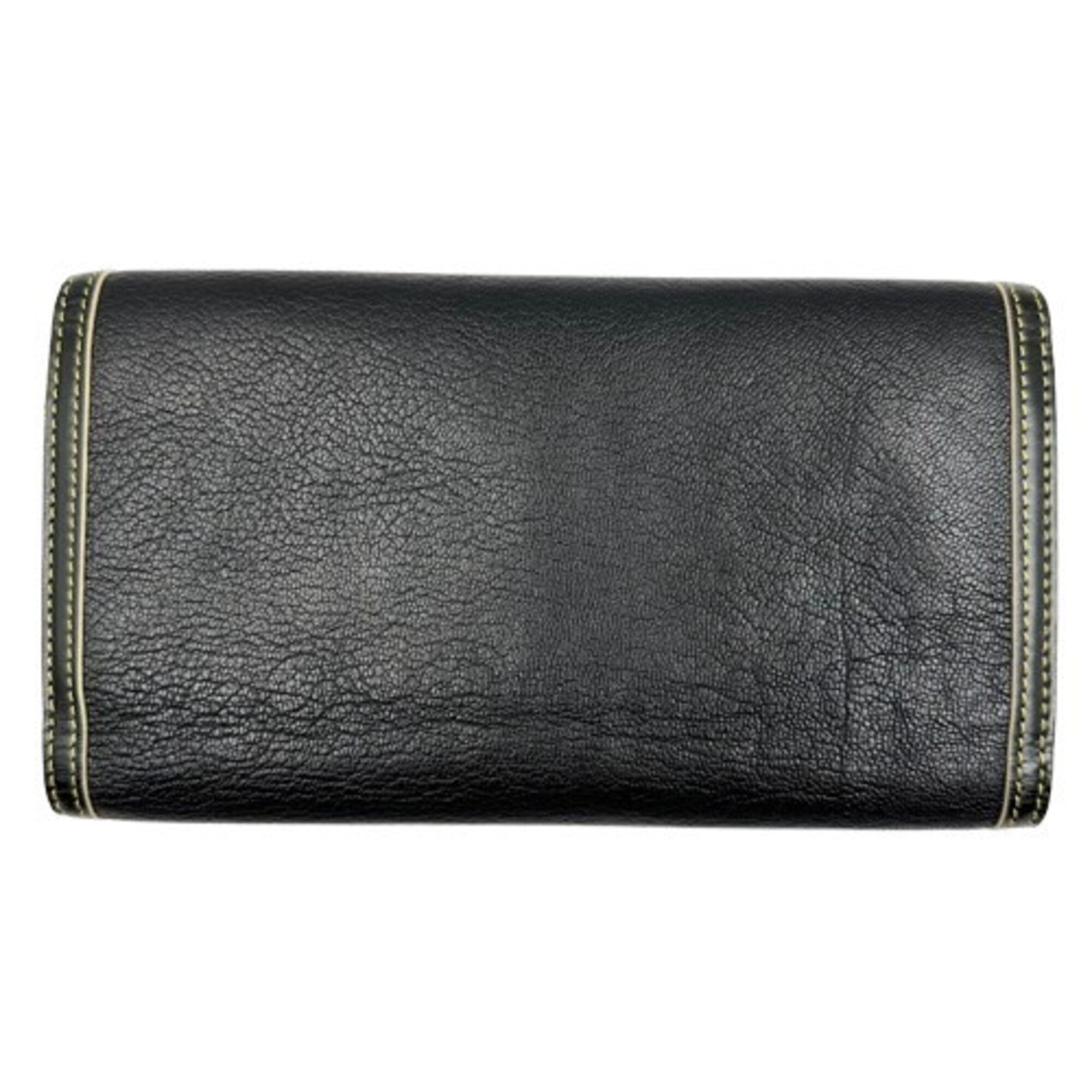 Louis Vuitton Suhali Black Leather Long Wallet (Tri-Fold) (Pre-Owned)