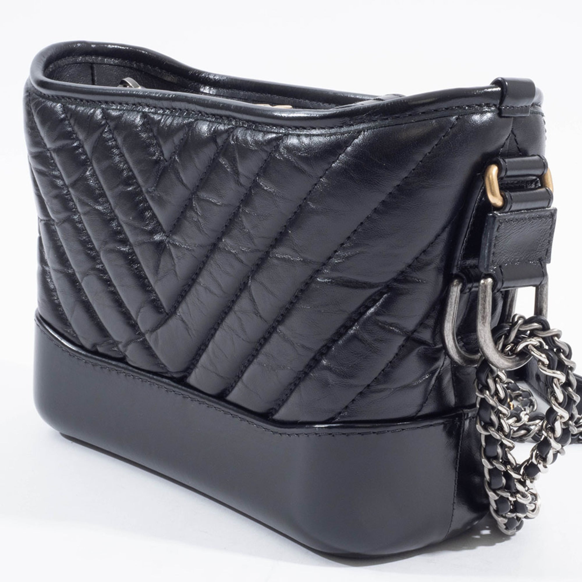 Chanel Gabriel Black Leather Shoulder Bag (Pre-Owned)