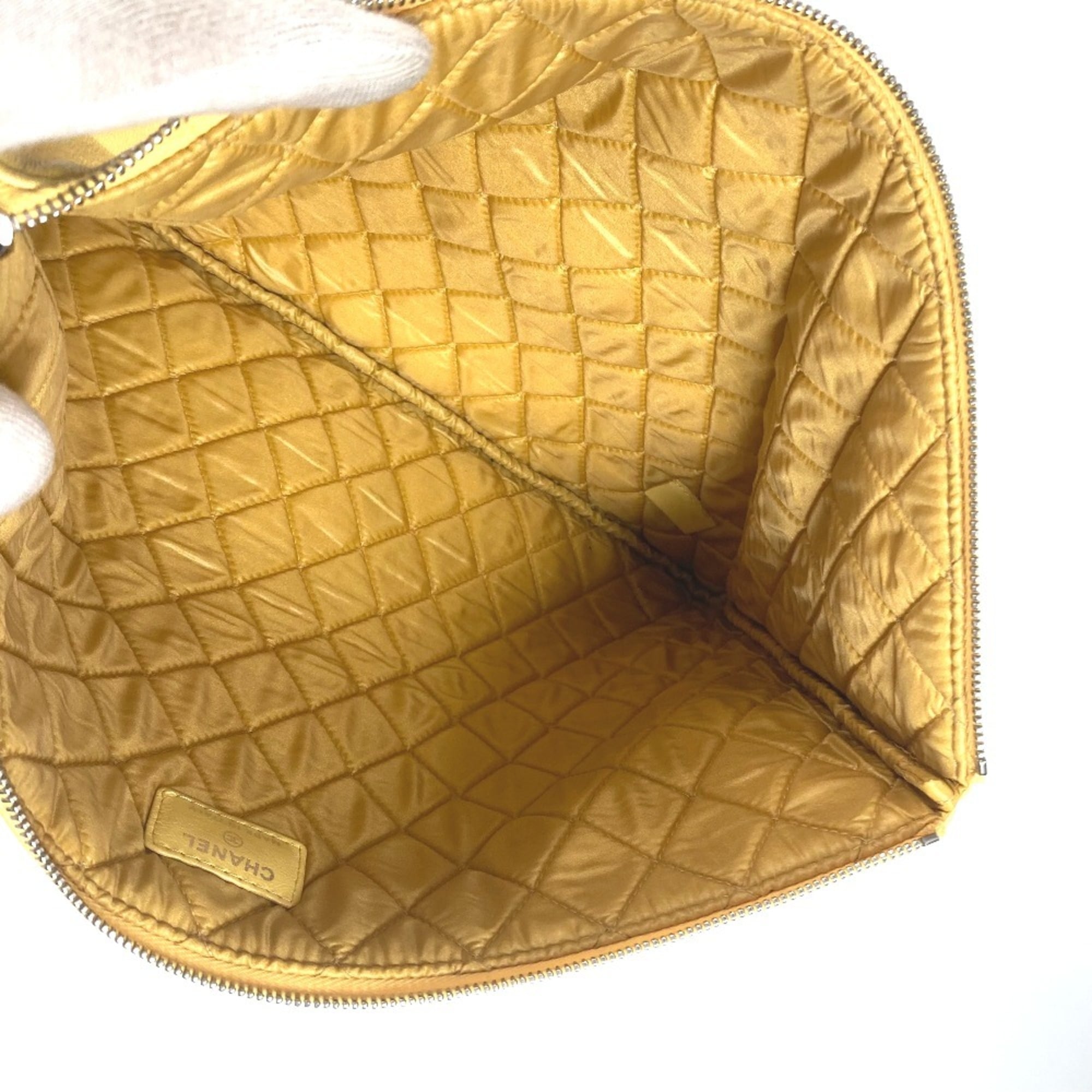 Chanel Black Yellow Leather Clutch Bag Pouch (Pre-Owned)