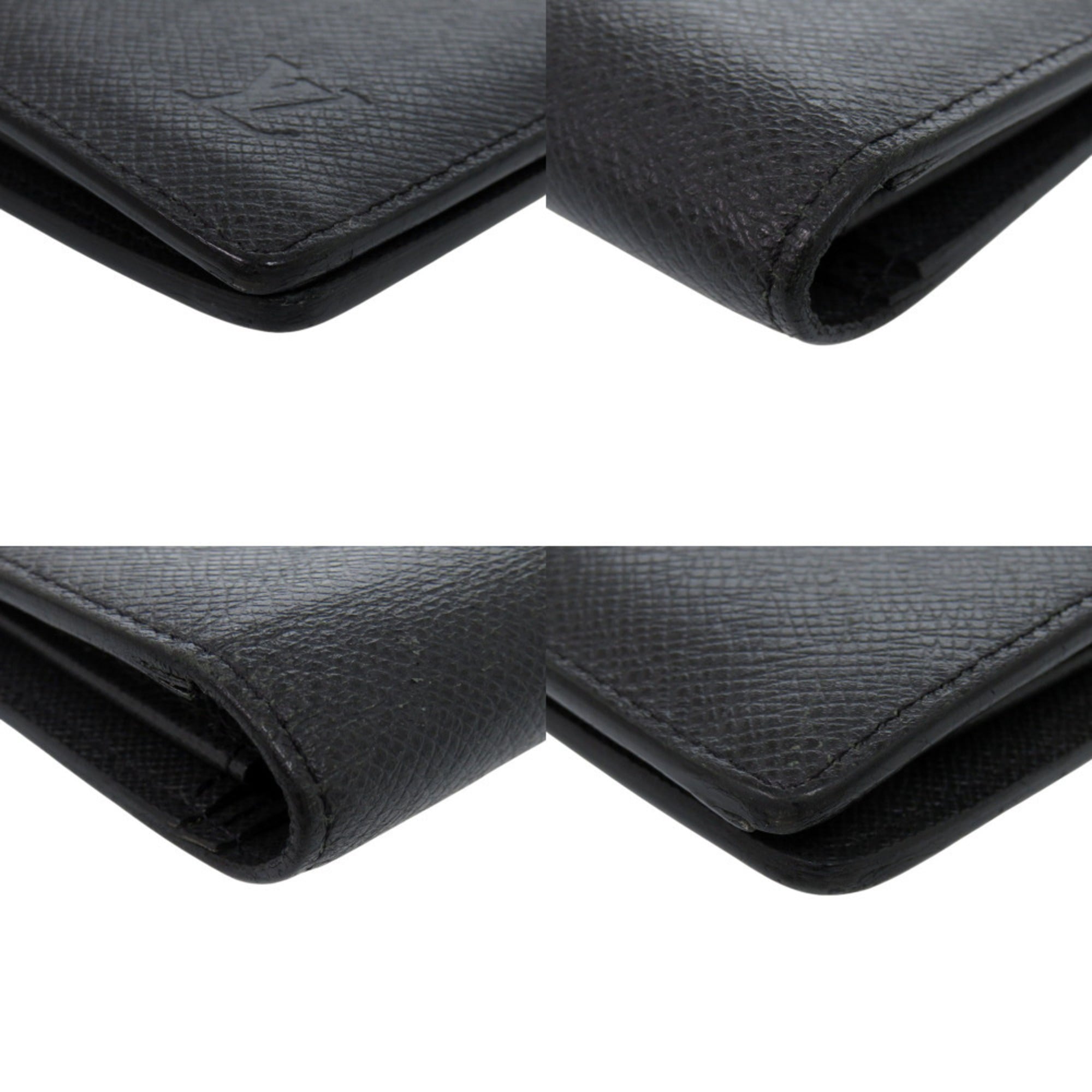 Louis Vuitton Black Noir Taiga Leather Leather Long Wallet (Bi-Fold) (Pre-Owned)