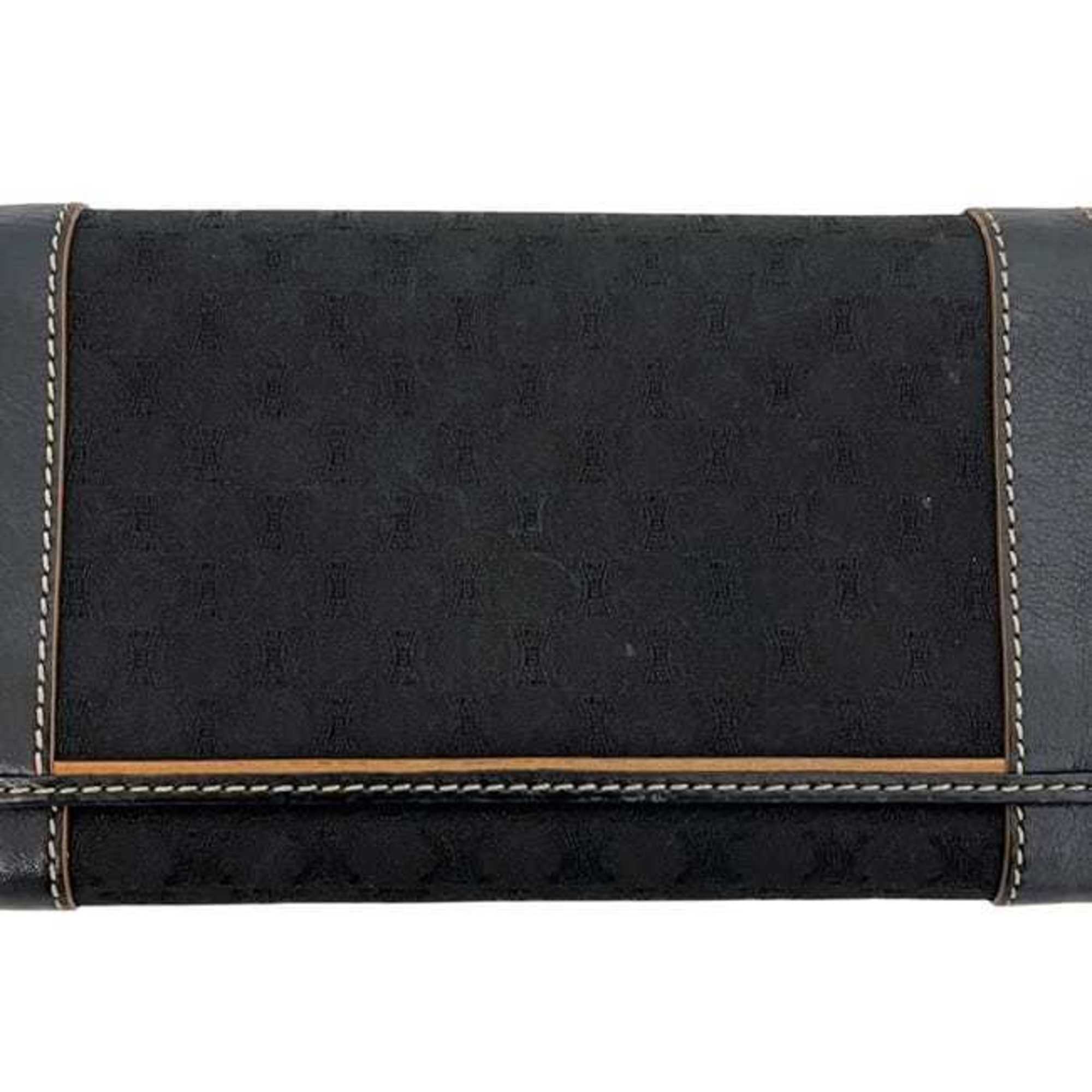 Celine Black Canvas Leather Long Wallet (Bi-Fold) (Pre-Owned)