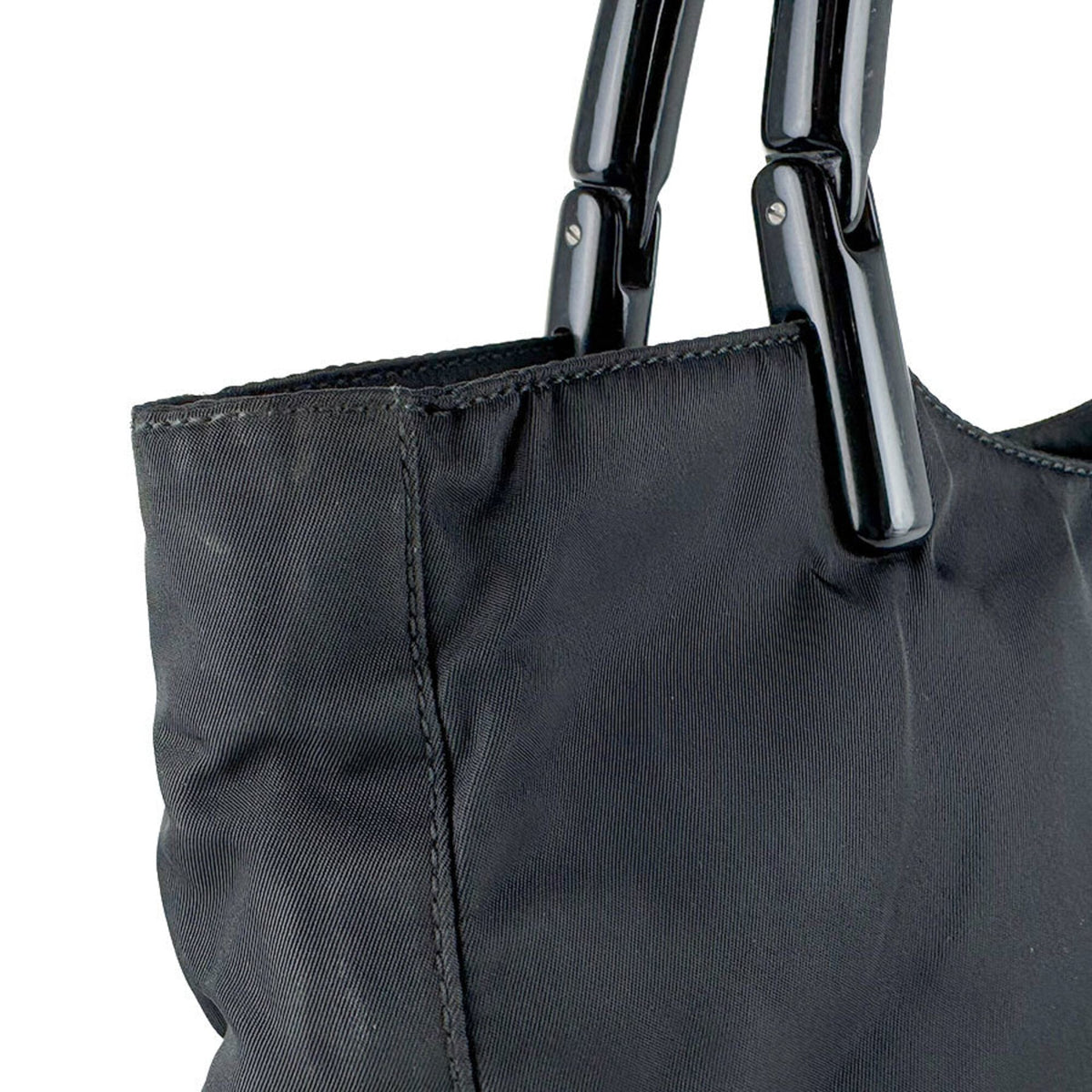 Prada Black Nylon Plastic Shoulder Bag Tote Bag (Pre-Owned)