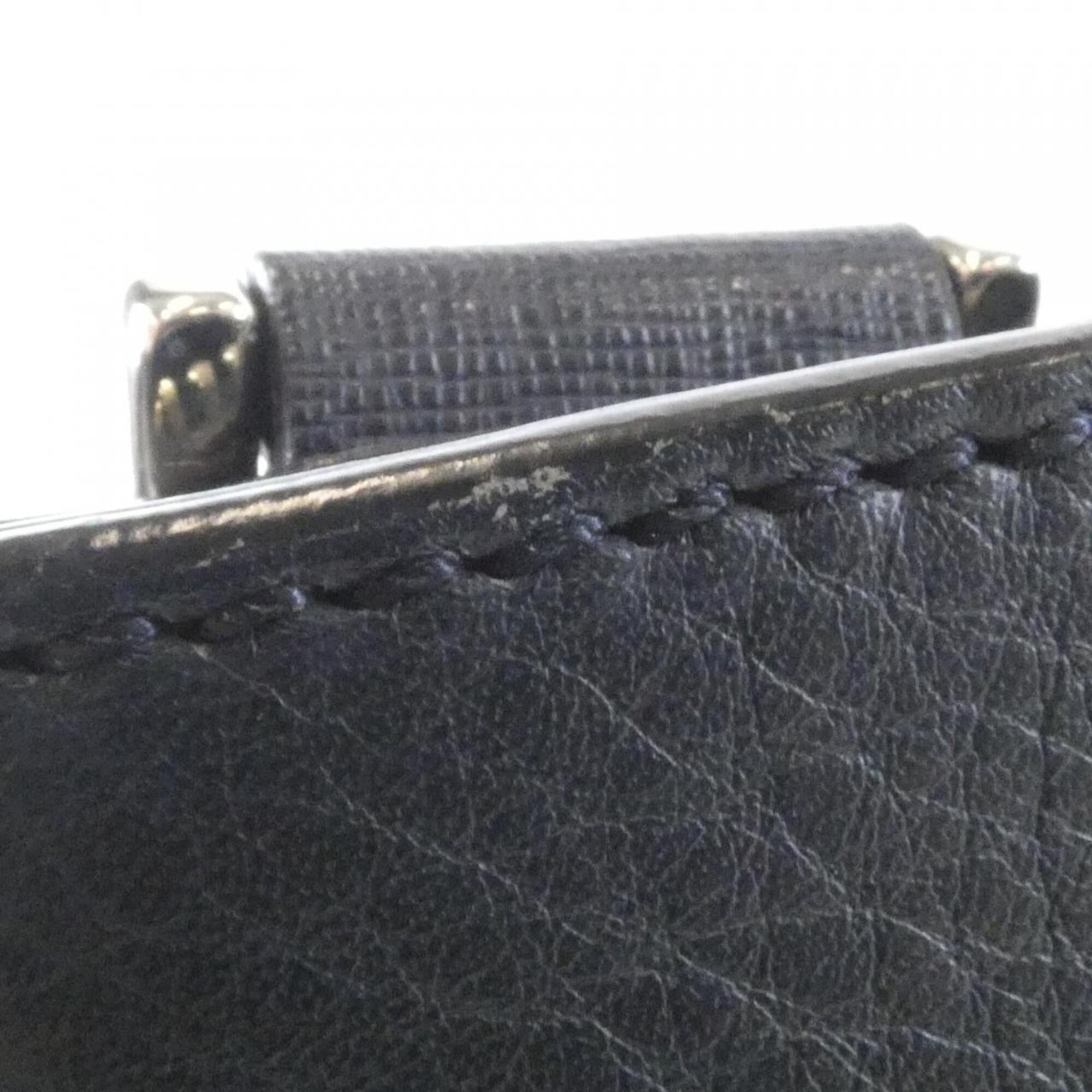 Fendi Black Gray Leather Shoulder Bag (Pre-Owned)