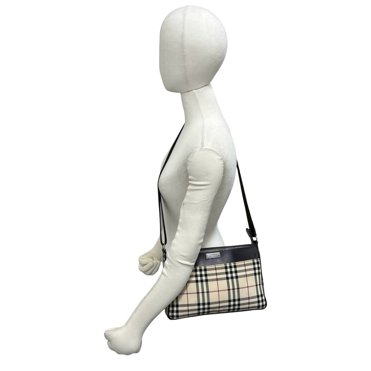 Burberry Beige Brown Canvas Leather Shoulder Bag (Pre-Owned)