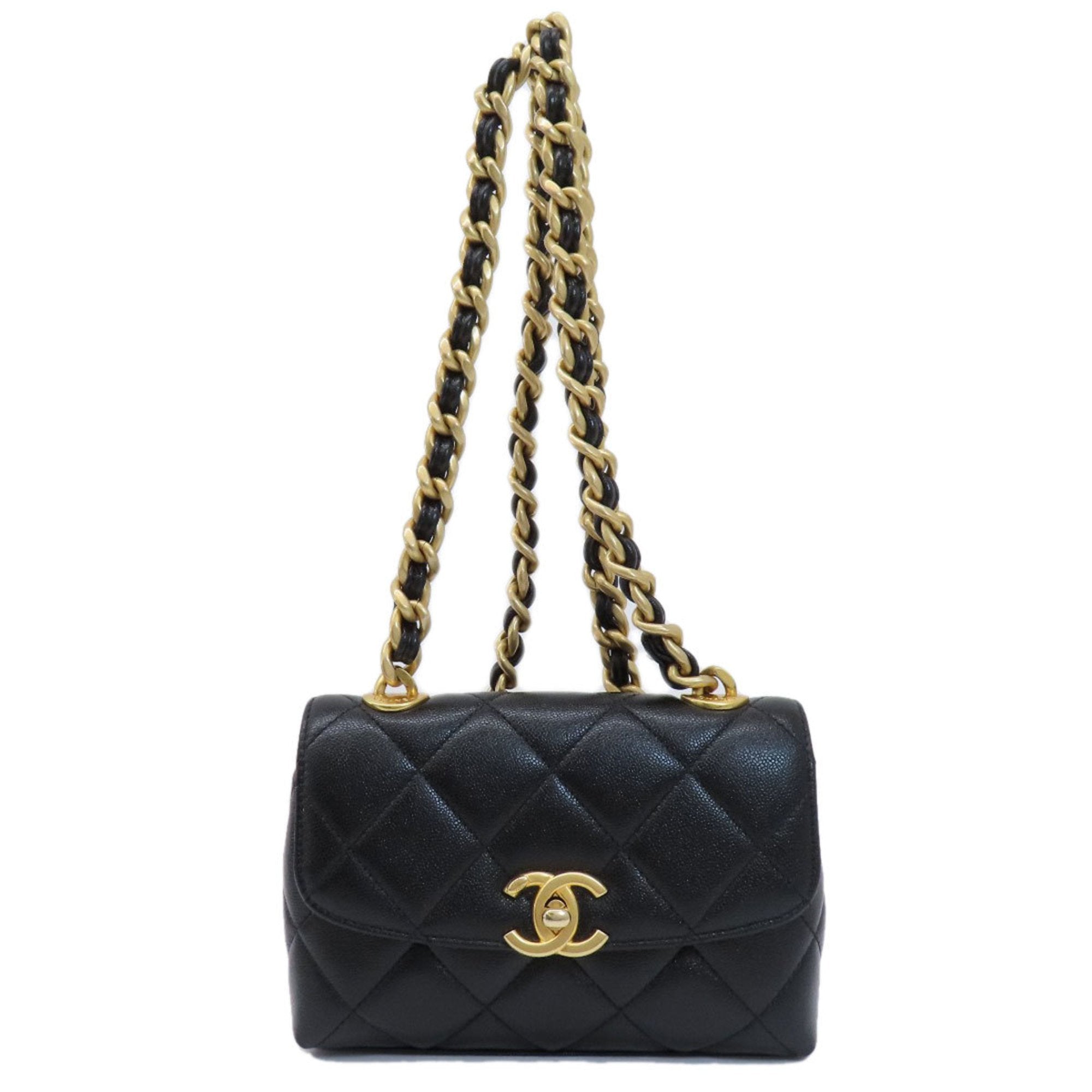 Chanel Black Caviar Leather Shoulder Bag (Pre-Owned)