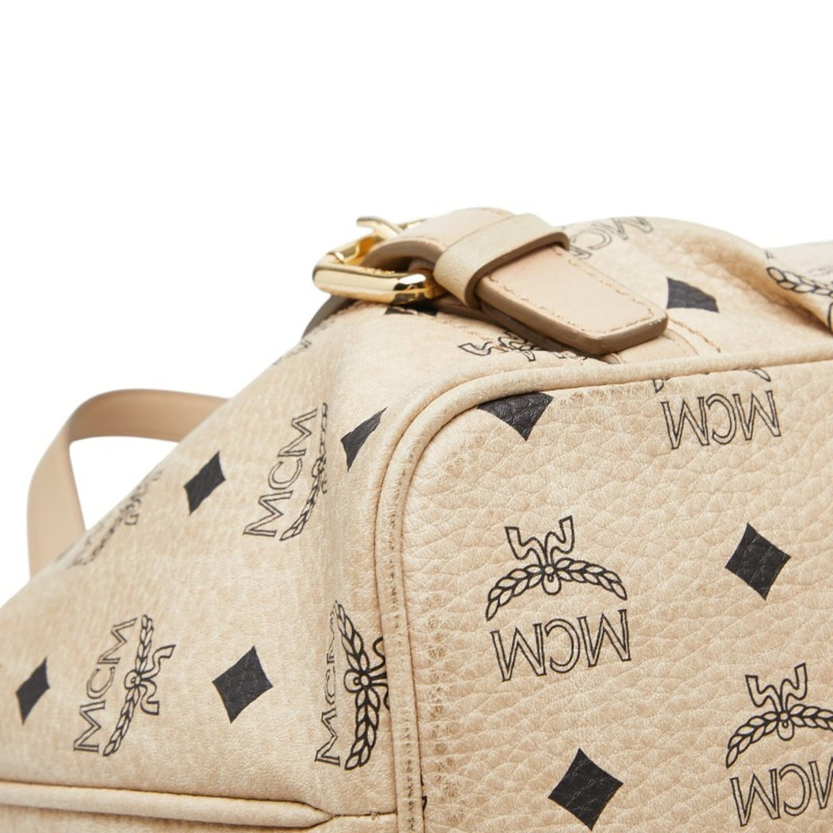 Mcm Visetos Beige Leather Handbag Shoulder Bag (Pre-Owned)