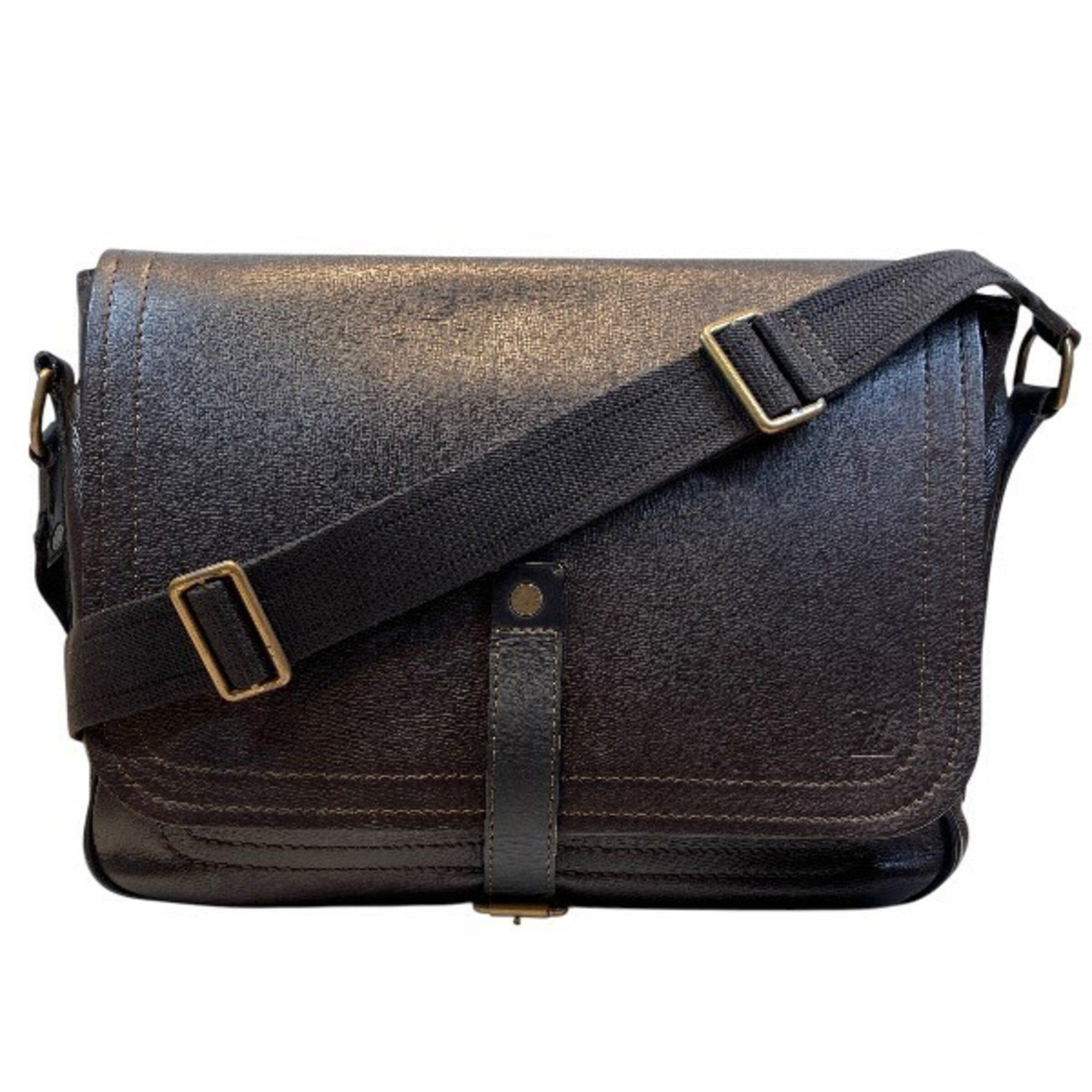 Louis Vuitton Coffee Dark Brown Leather Handbag Messenger Bag (Pre-Owned)