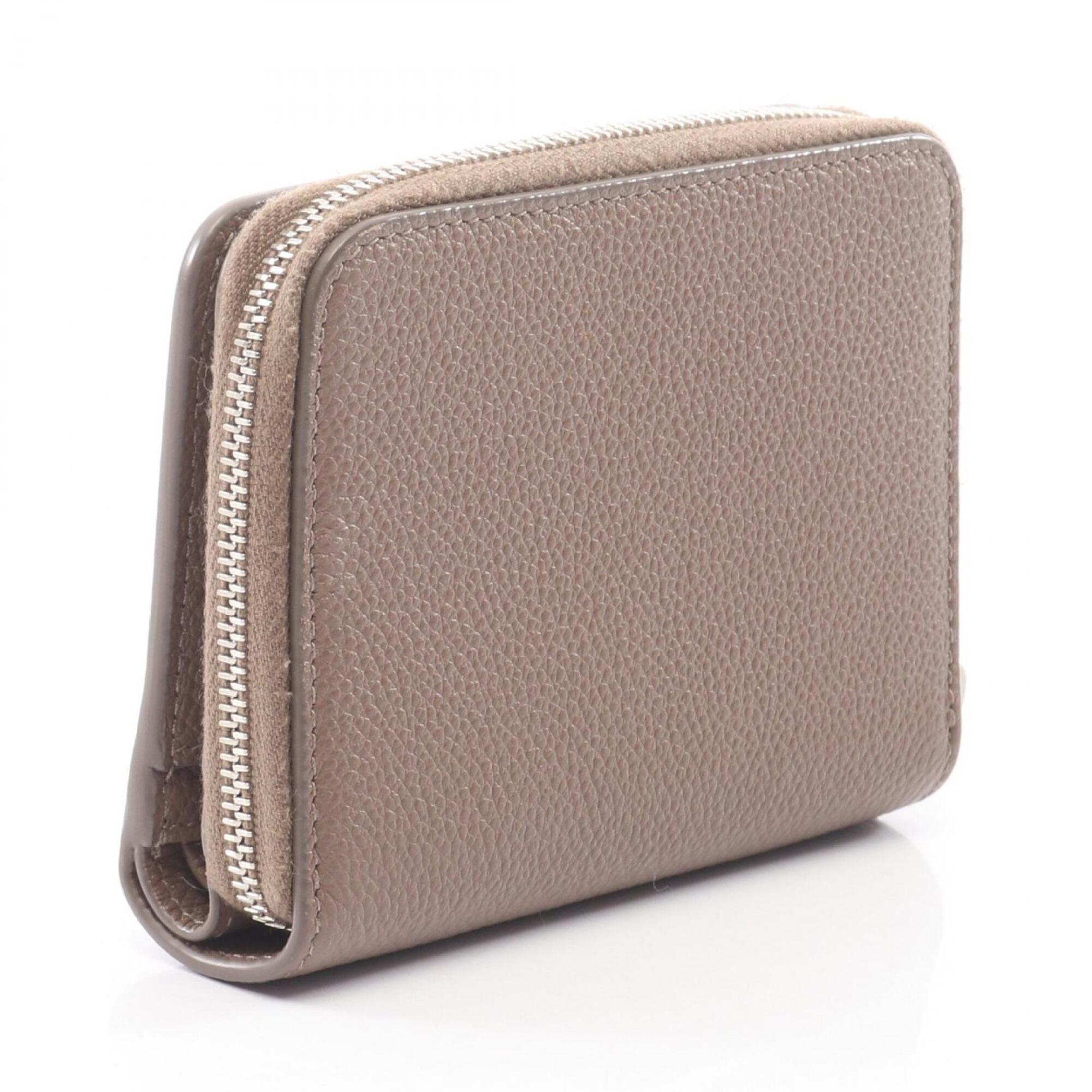 Yves Saint Laurent Gray Leather Wallet (Bi-Fold) (Pre-Owned)