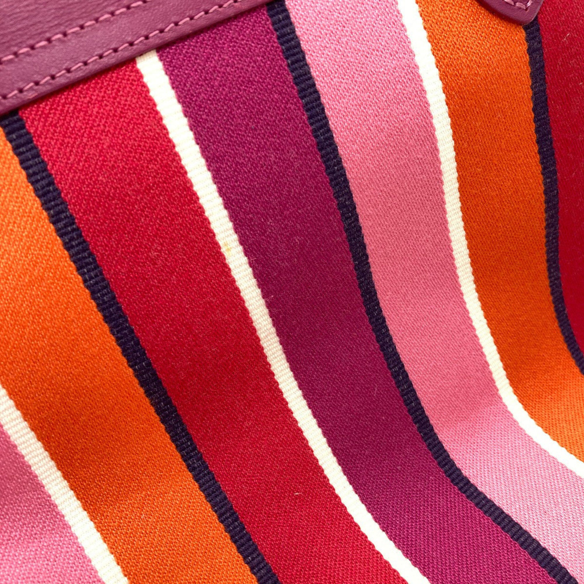 Longchamp Orange Pink Purple Canvas Tote Bag (Pre-Owned)