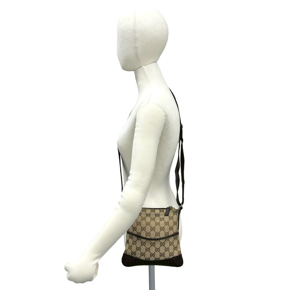 Gucci Brown Canvas Leather Pochette Shoulder Bag (Pre-Owned)