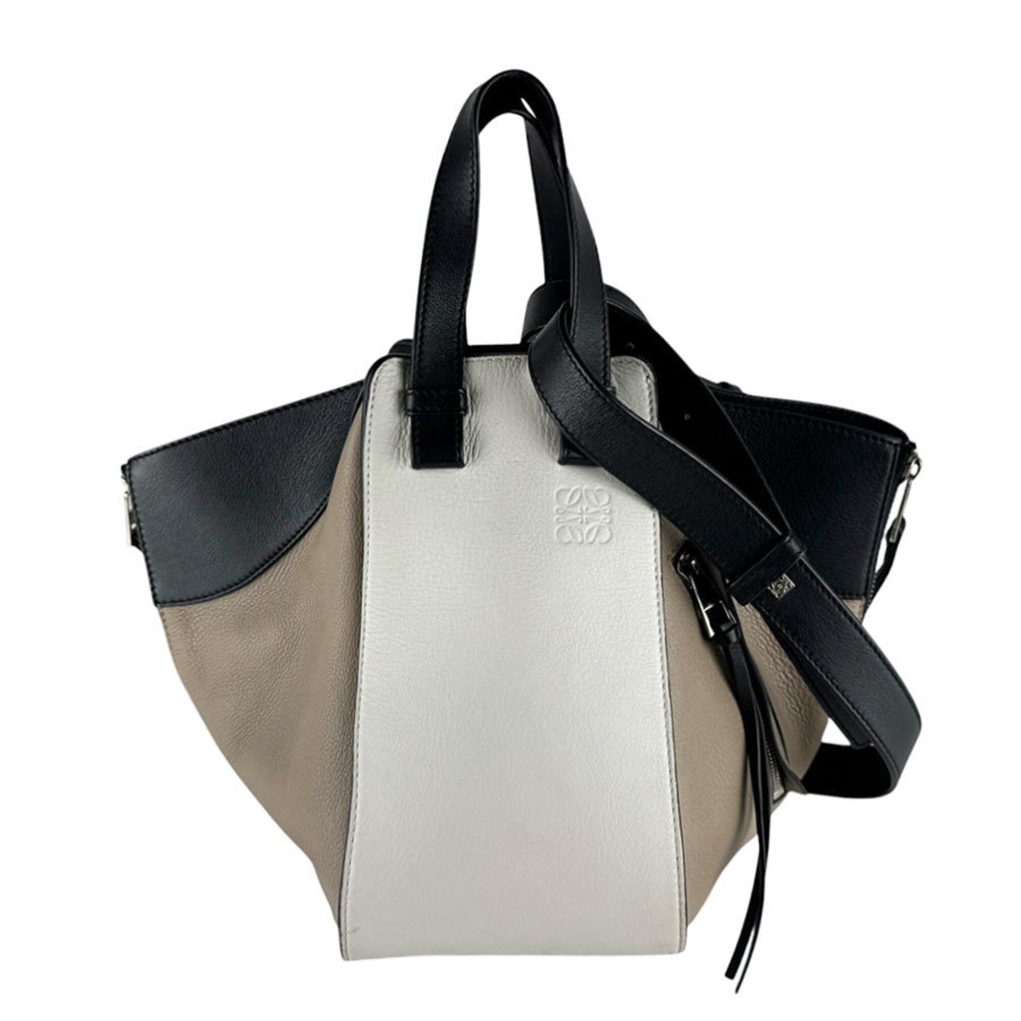 Loewe Beige Black White Leather Handbag Shoulder Bag (Pre-Owned)