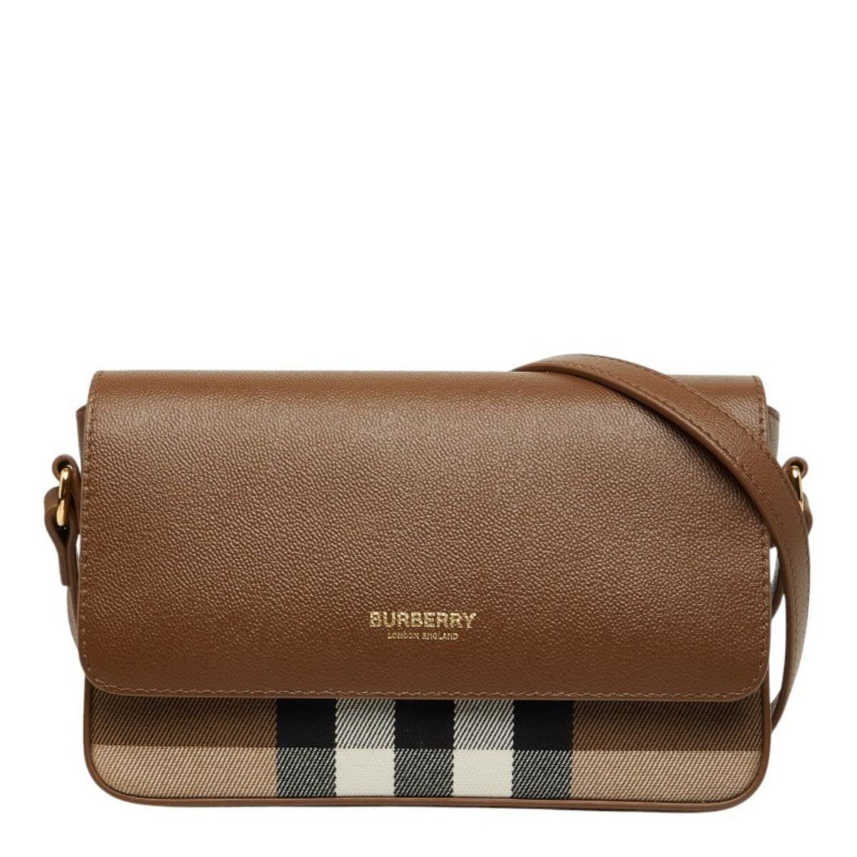 Burberry Brown Multi-Color Leather Canvas Shoulder Bag (Pre-Owned)