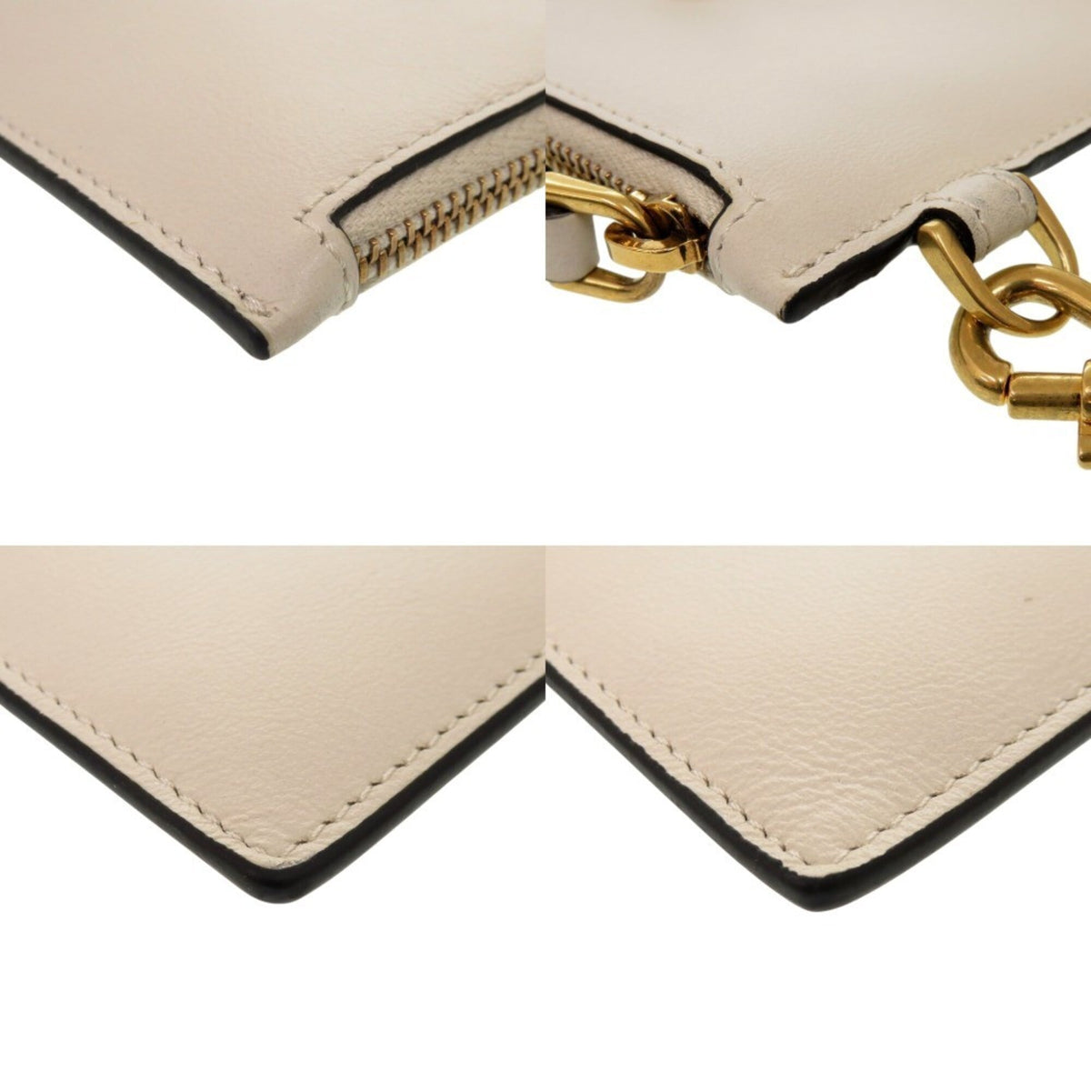 Tod's Ivory Leather Metal Leather Pouch (Pre-Owned)