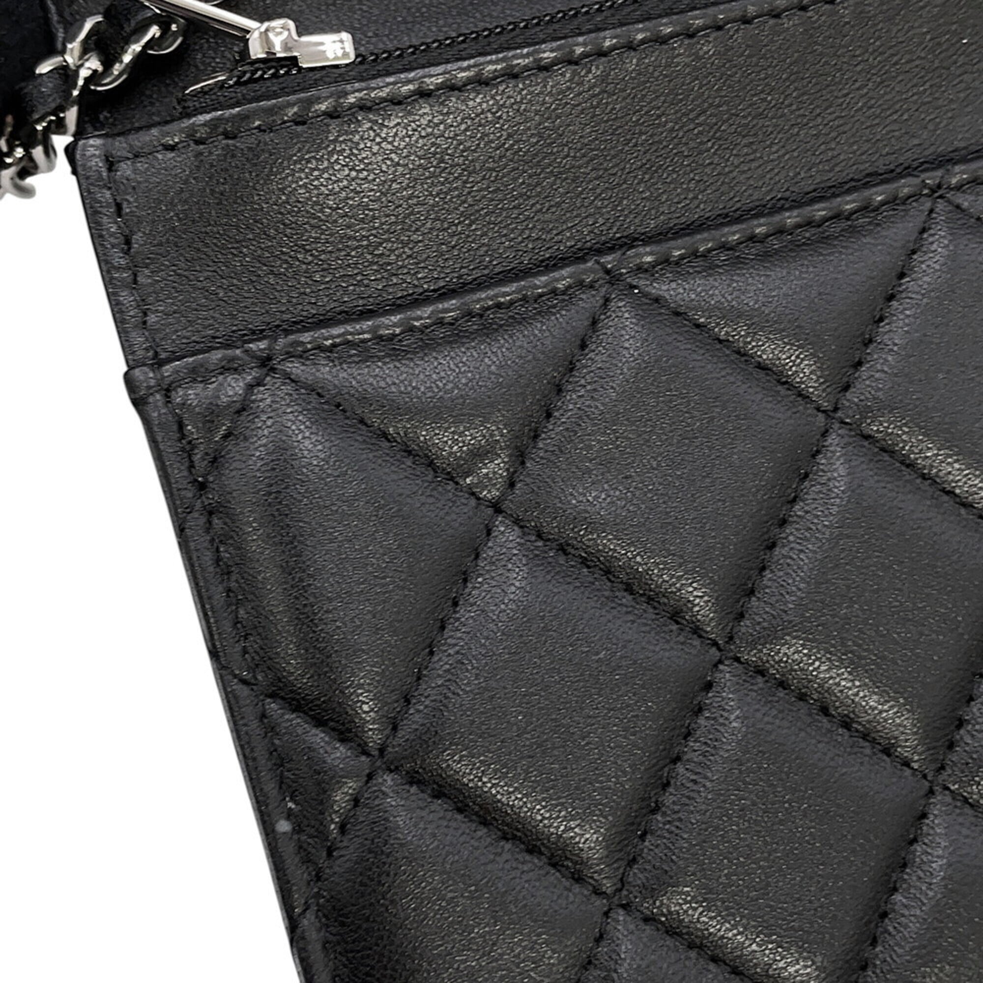 Chanel Black Leather Chain/Shoulder Wallet (Pre-Owned)