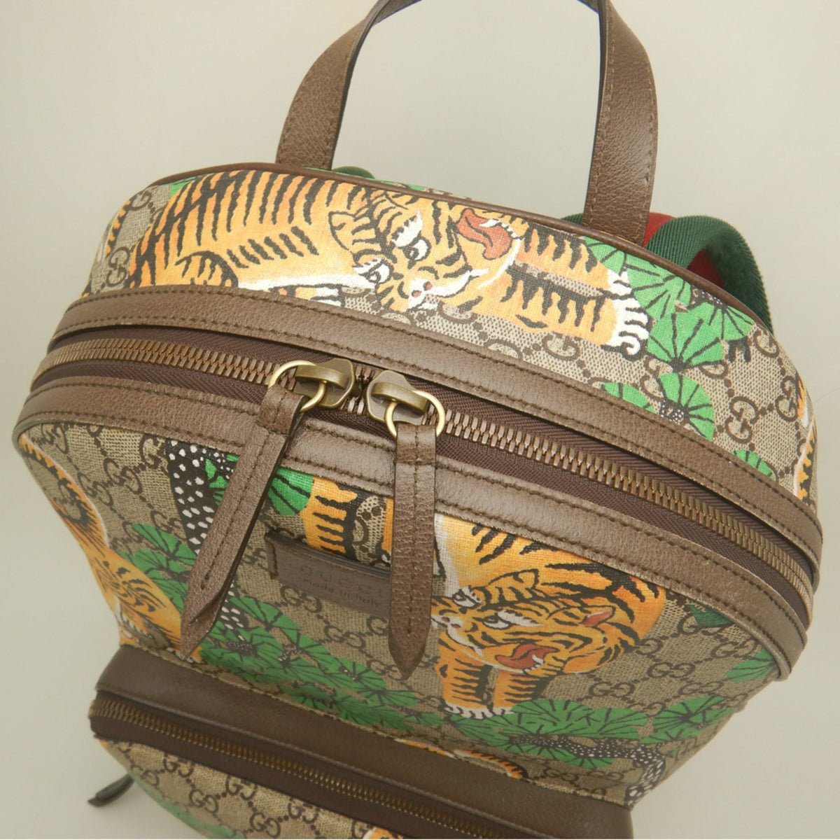 Gucci Beige Green Yellow Gg Supreme Backpack (Pre-Owned)