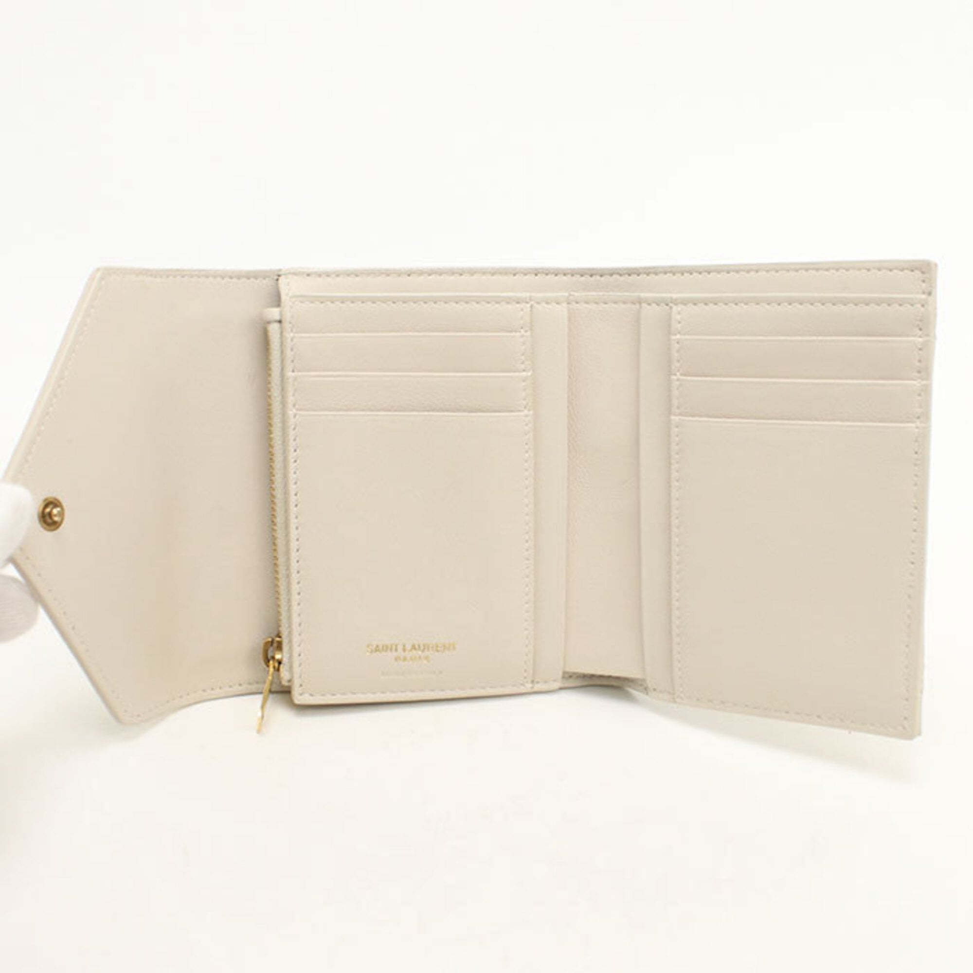 Saint Laurent Ivory Leather Wallet (Tri-Fold) (Pre-Owned)