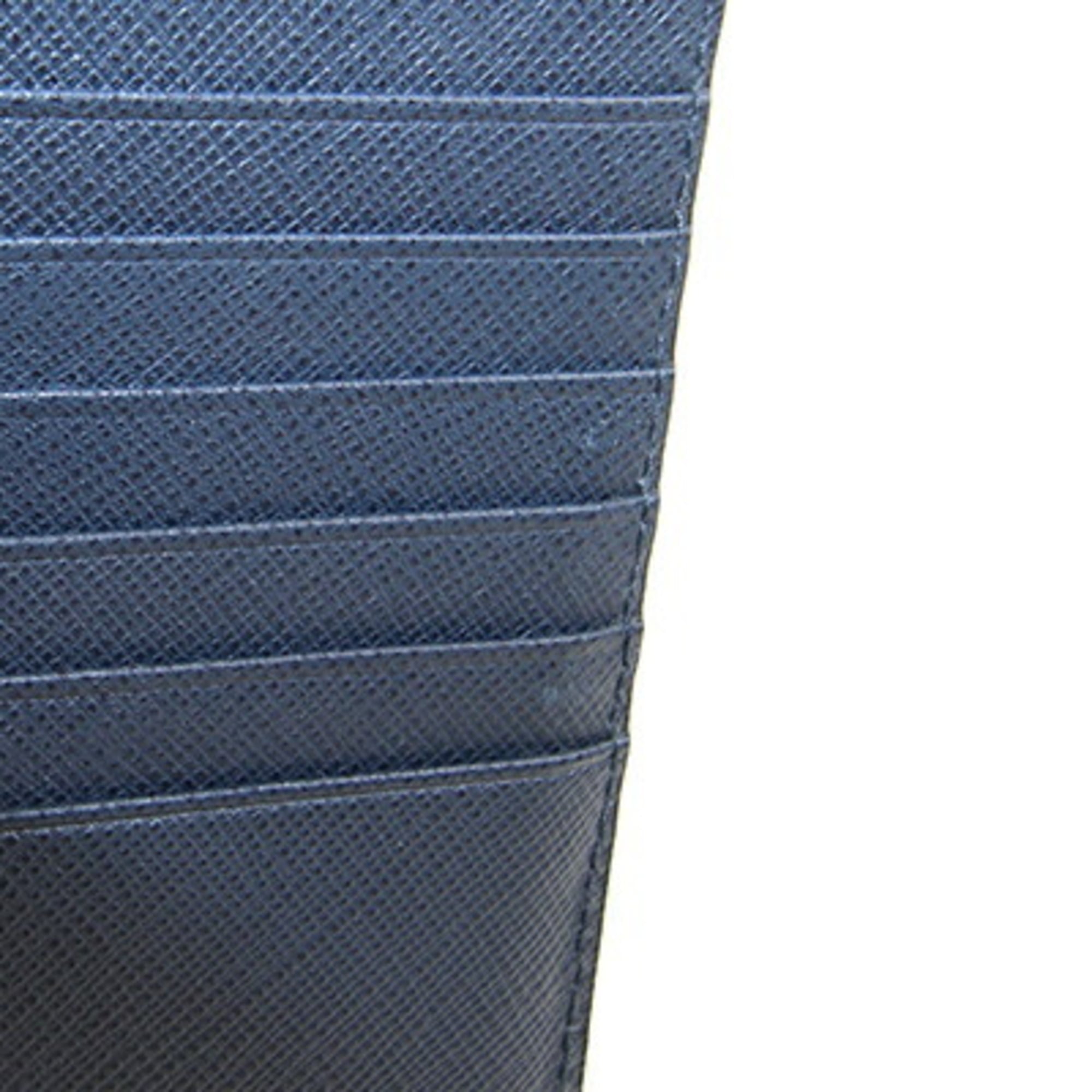 Prada Navy Leather Long Wallet (Bi-Fold) (Pre-Owned)