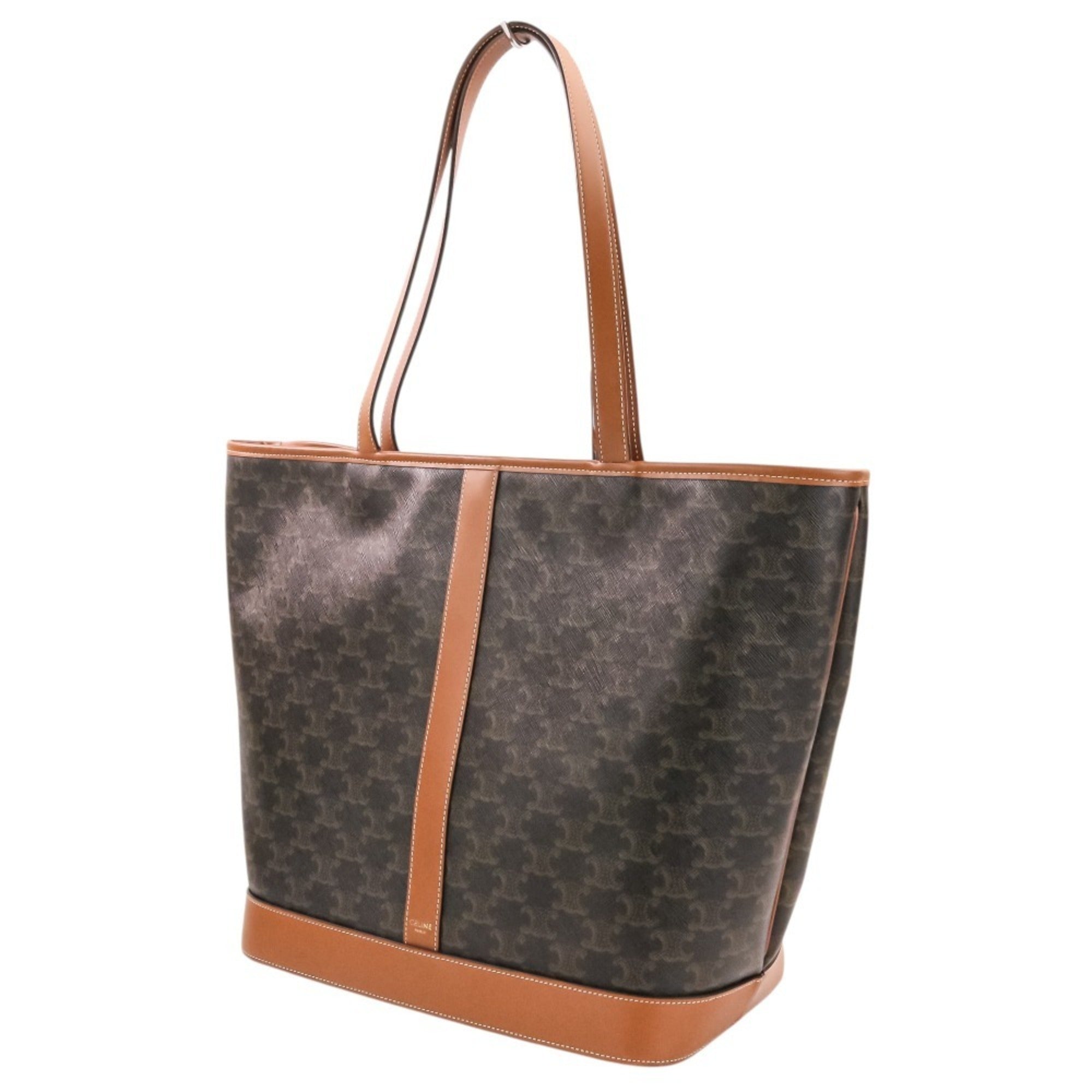 Celine Cabas Black Brown Leather Shoulder Bag Tote Bag (Pre-Owned)