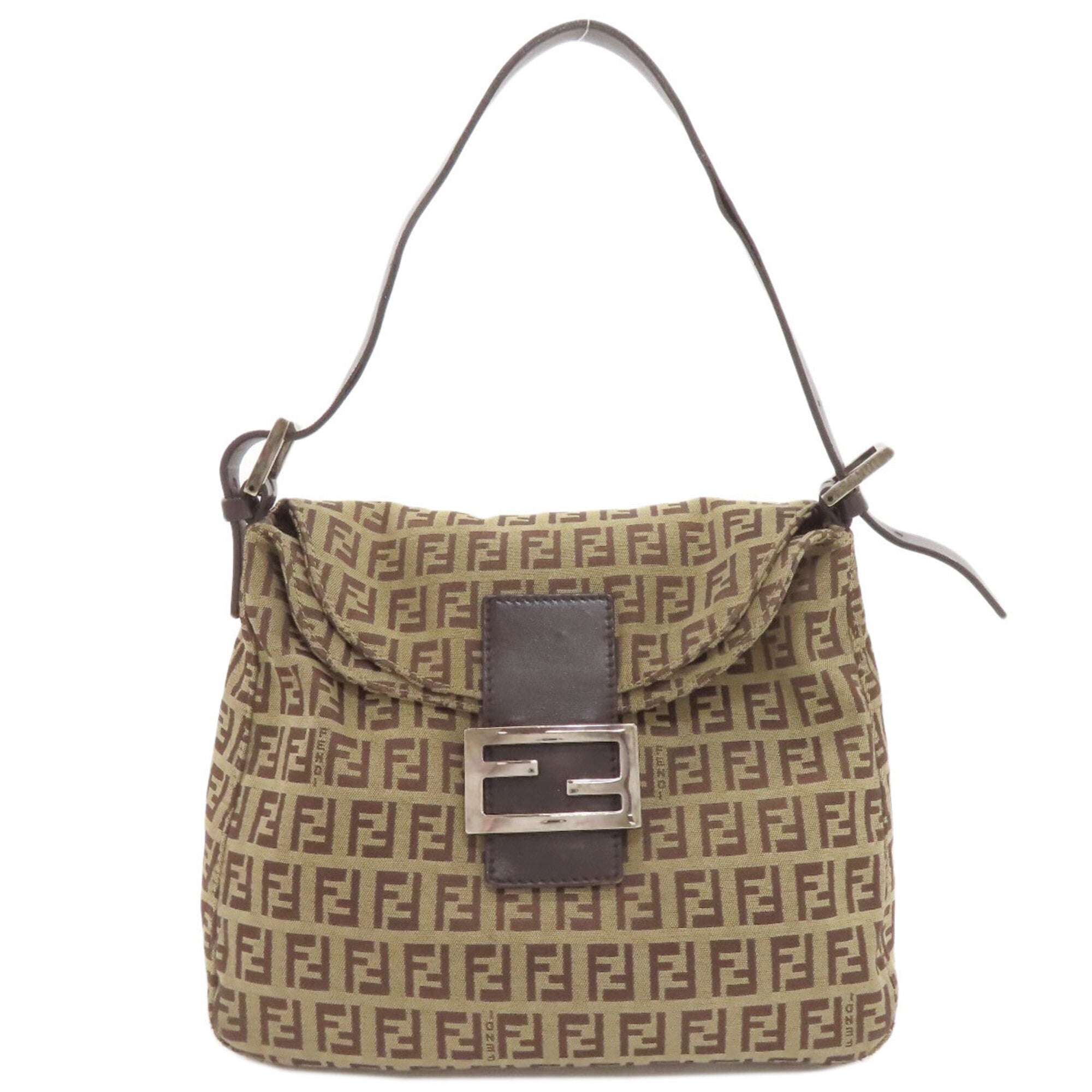 Fendi Zucchino Brown Canvas Handbag (Pre-Owned)