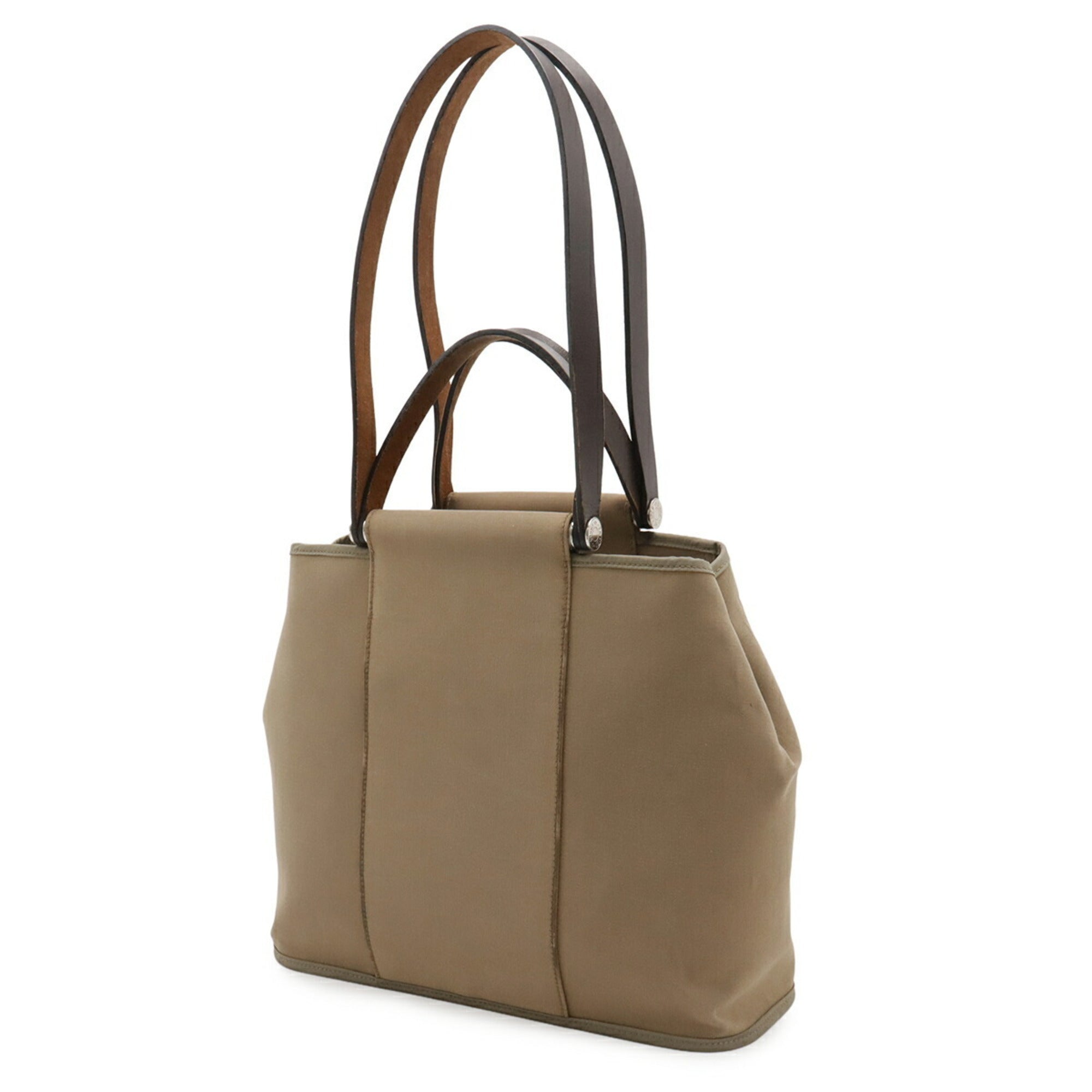 Hermes Beige Toile Officier Leather Handbag Shoulder Bag Tote Bag (Pre-Owned)