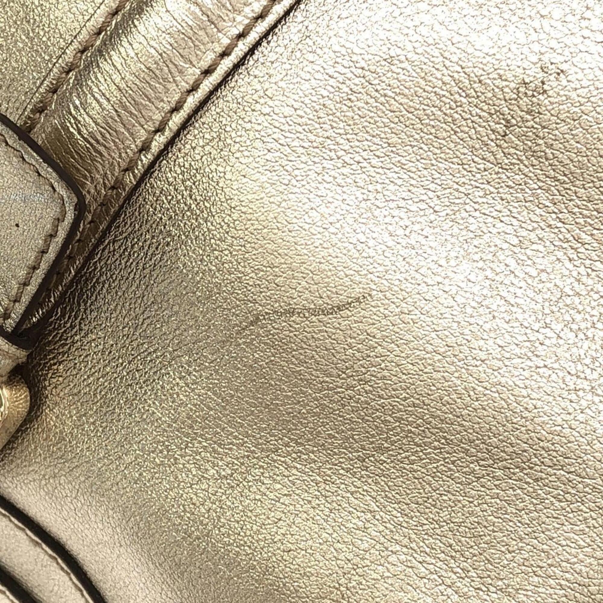 Gucci Metallic Gold Leather Boston Bag (Pre-Owned)