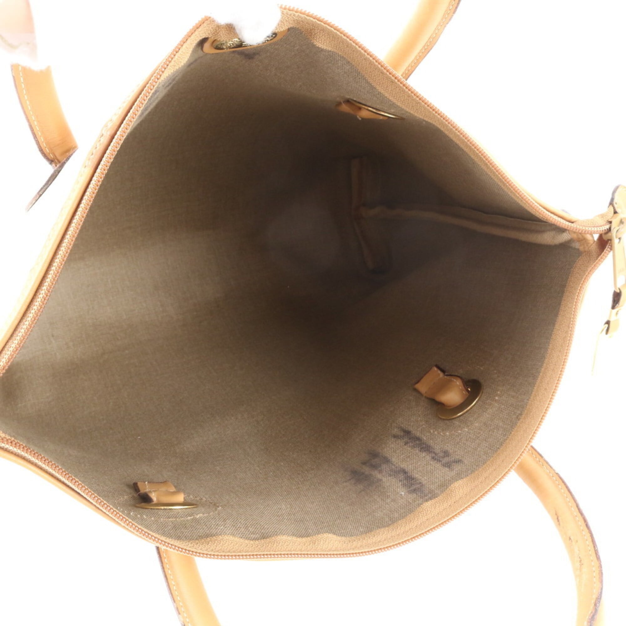 Gucci Beige Leather Coated Canvas Handbag (Pre-Owned)