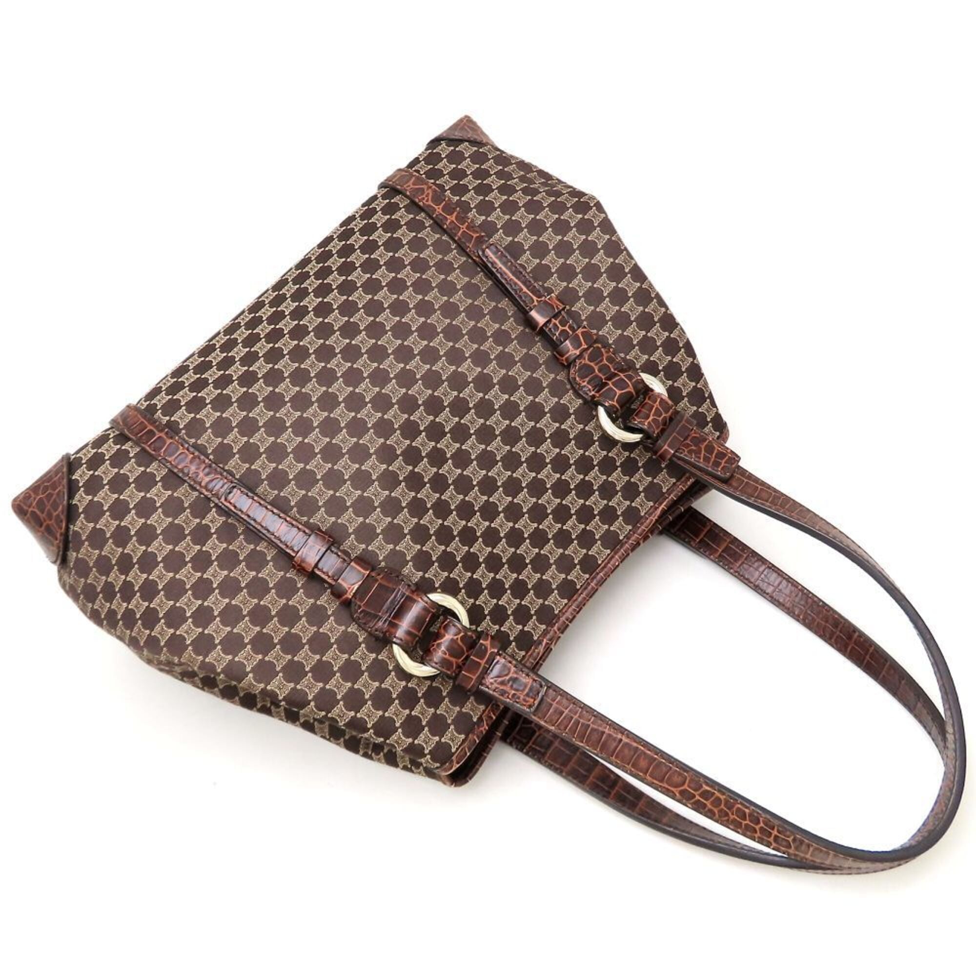 Celine Brown Canvas Leather Tote Bag (Pre-Owned)
