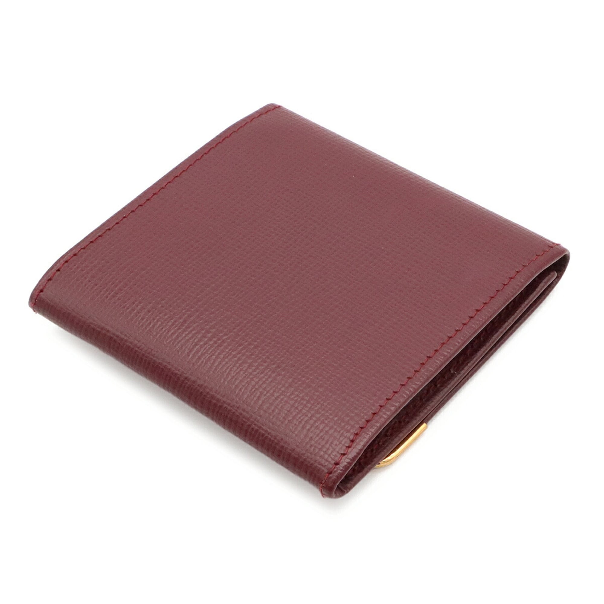 Cartier Bordeaux Leather Coin Purse/Coin Case (Pre-Owned)