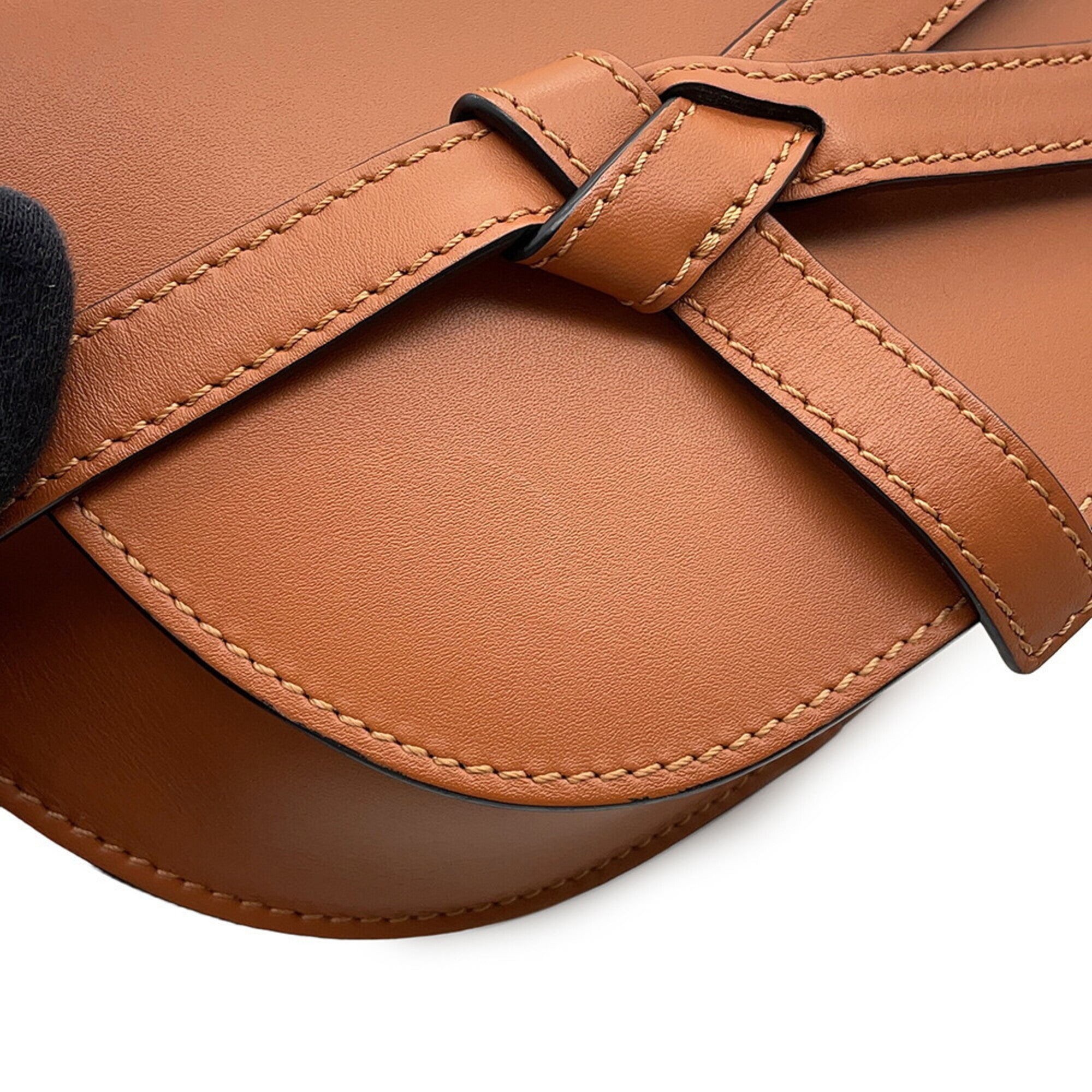 Loewe Brown Leather Canvas Handbag Shoulder Bag (Pre-Owned)