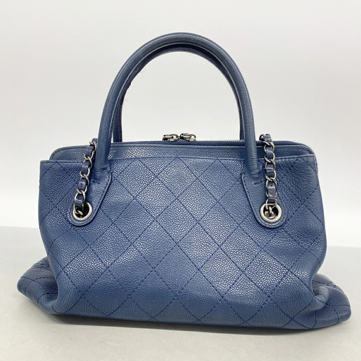 Chanel Blue Grained Calfskin Handbag (Pre-Owned)